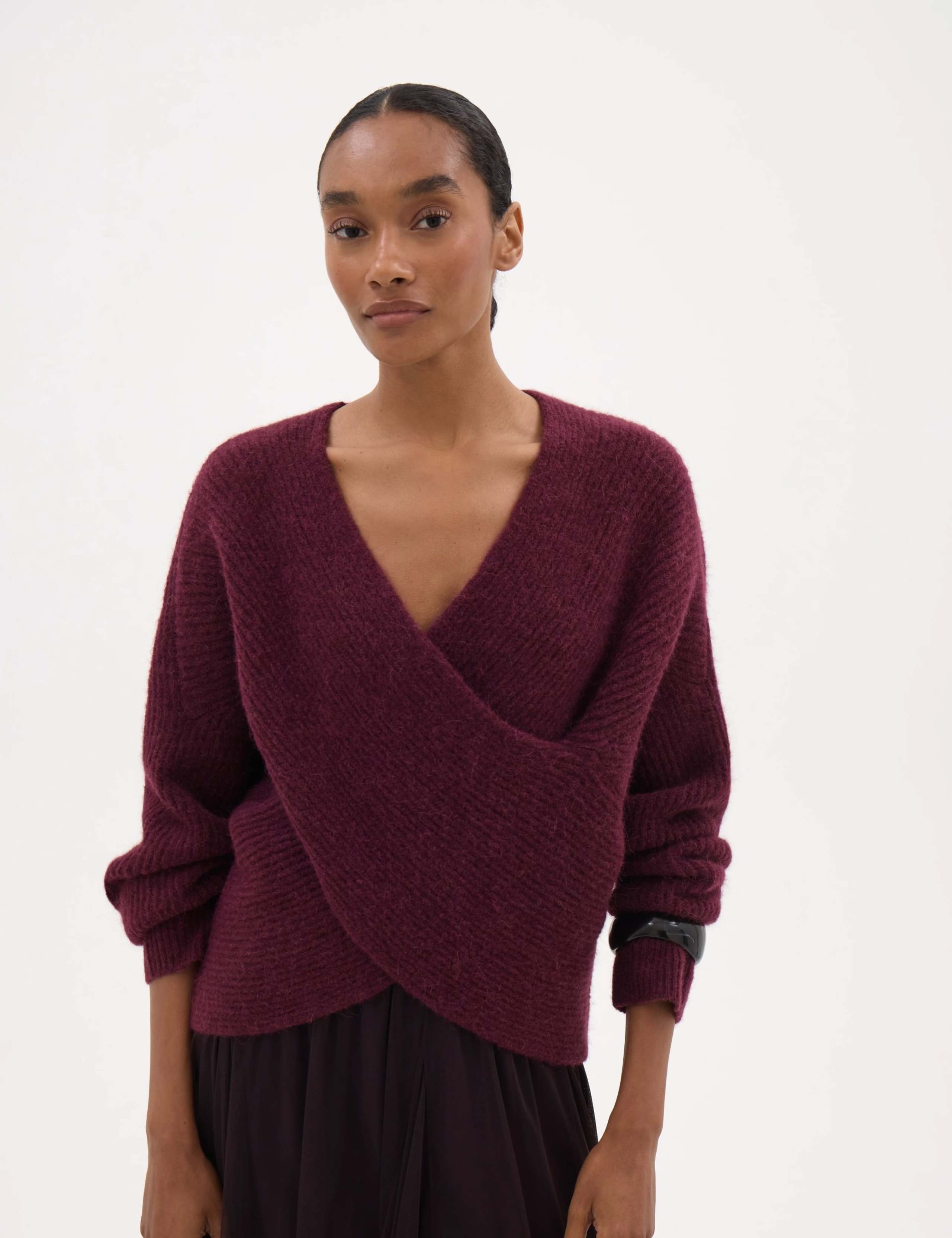 Wool Alpaca Rich Textured V Neck Jumper