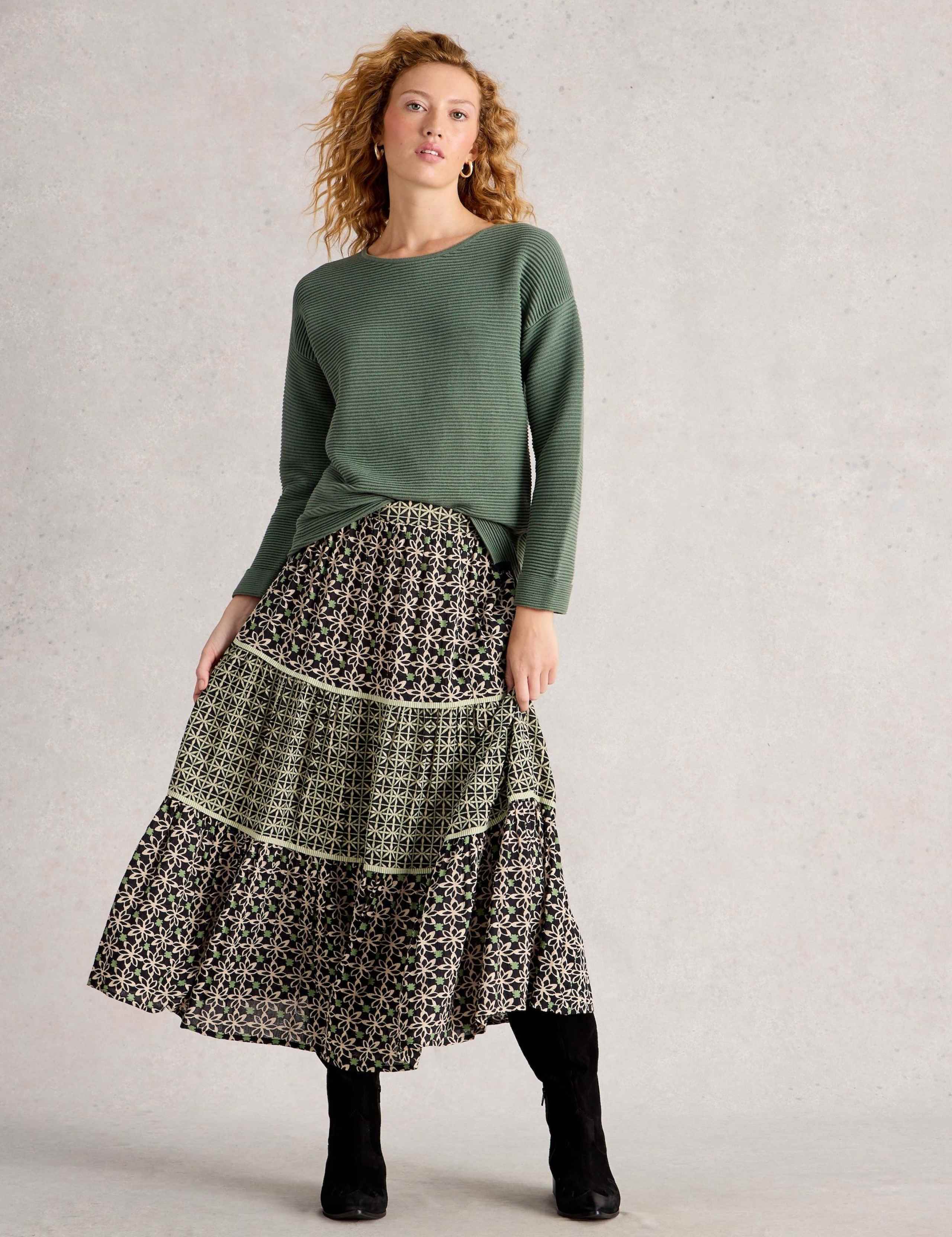 Pure Cotton Textured Slash Neck Jumper