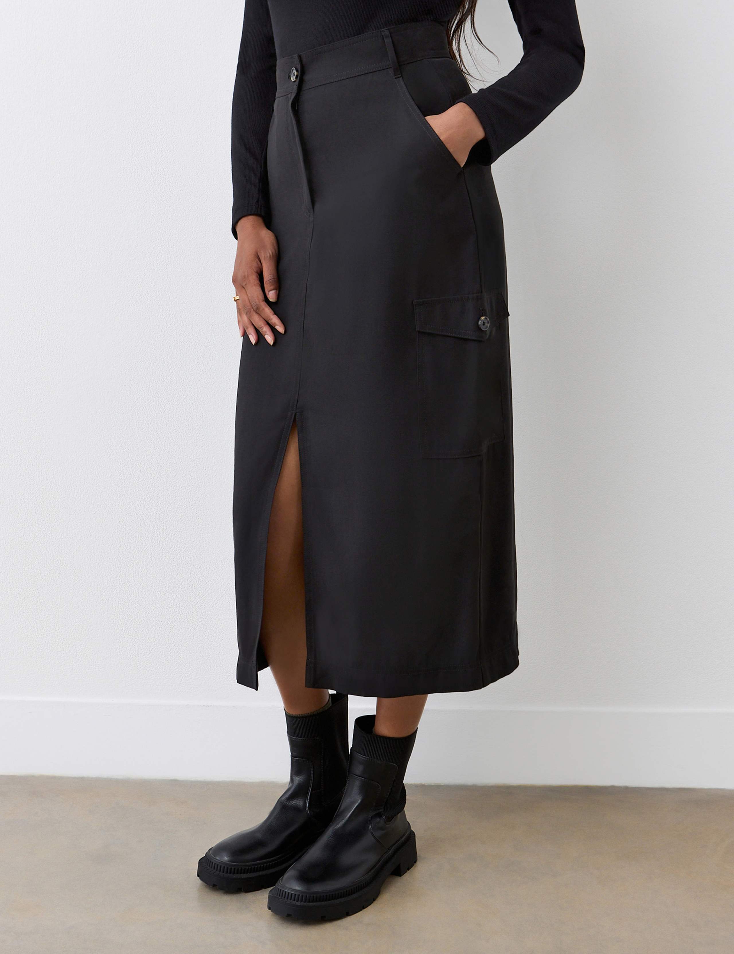 Split Front Midi Pencil Skirt