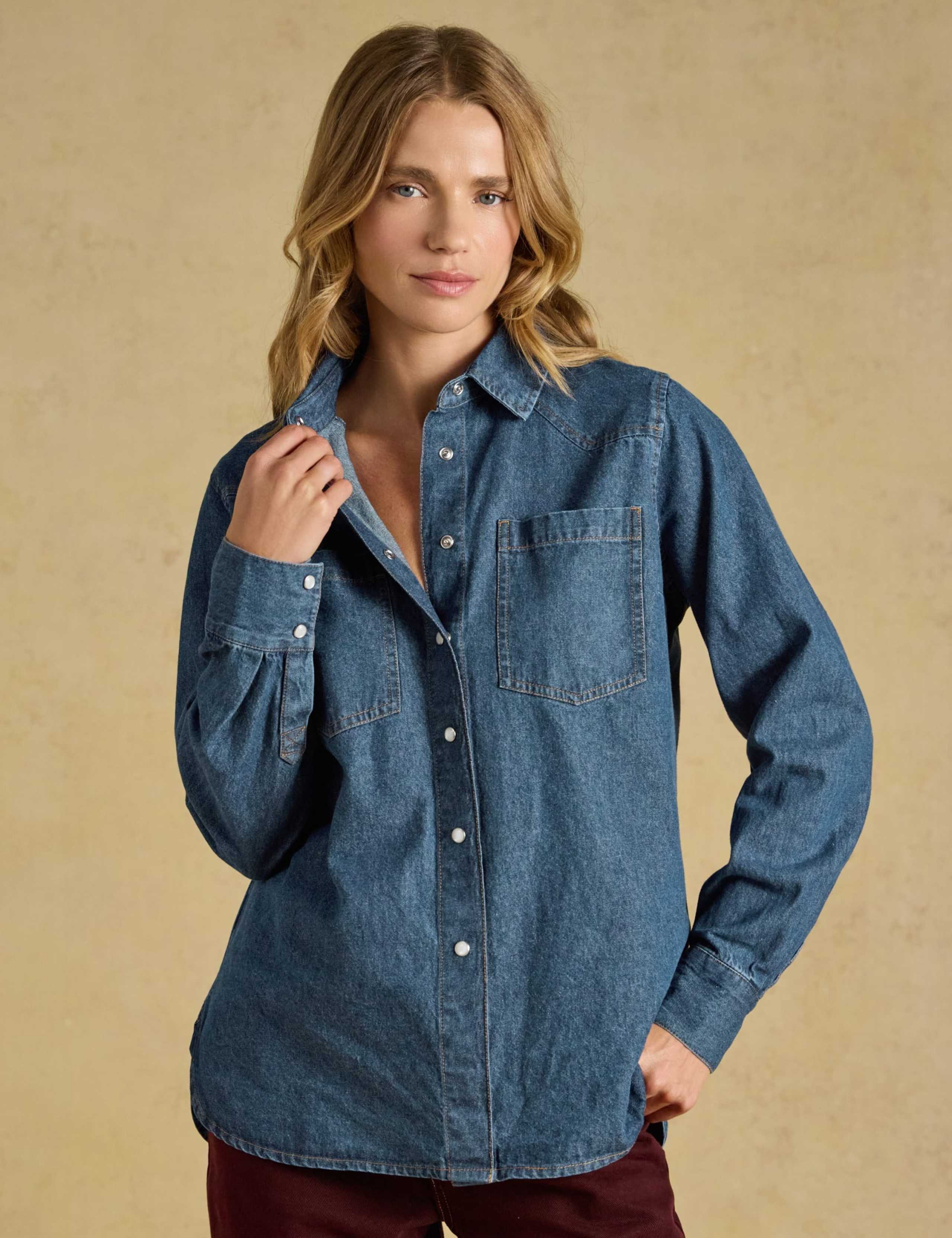 Denim Western Collared Shirt
