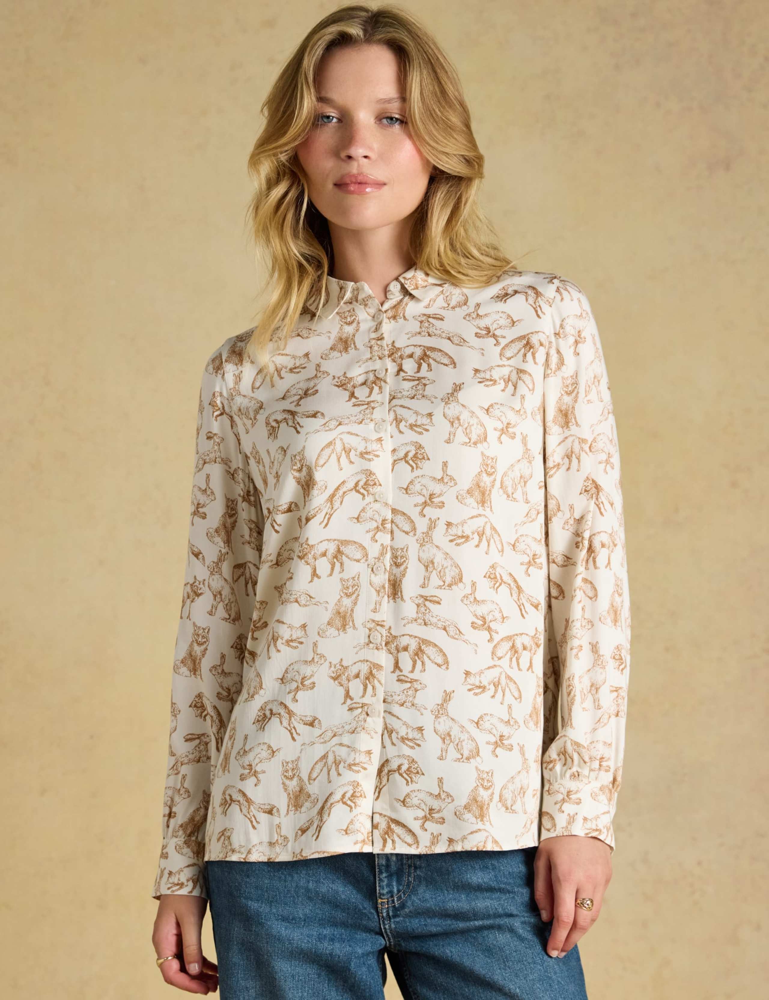 Collared Long Sleeve Printed Shirt