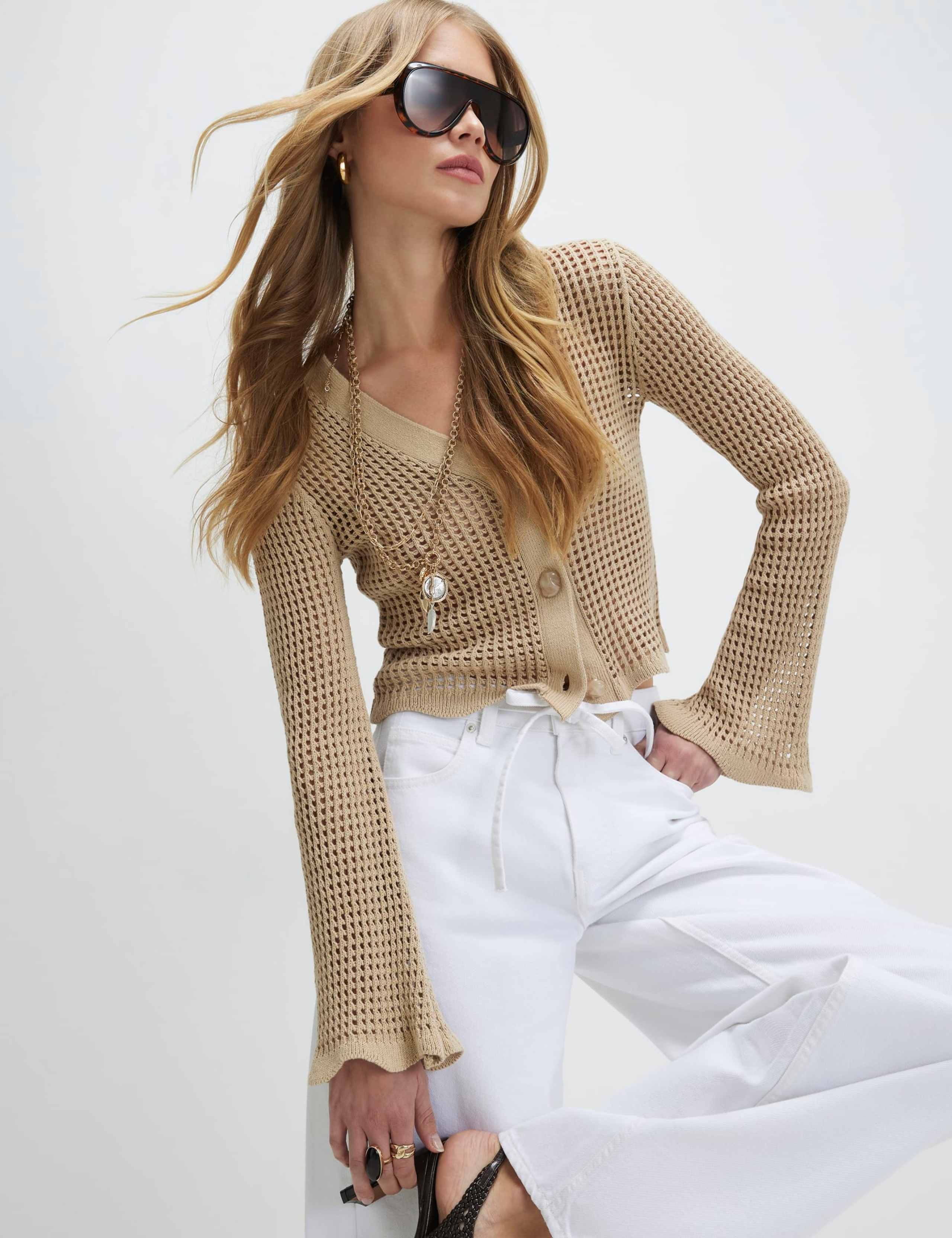 Pure Cotton Knitted V-Neck Cardigan
