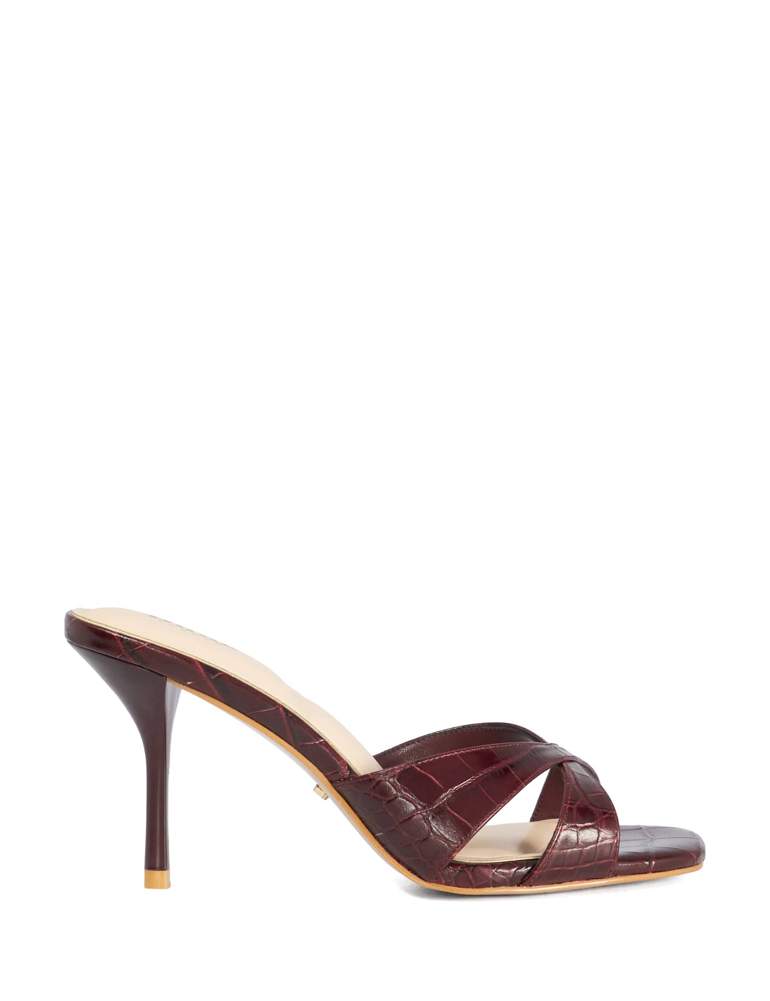 Leather Ankle Strap Stiletto Heel Mules