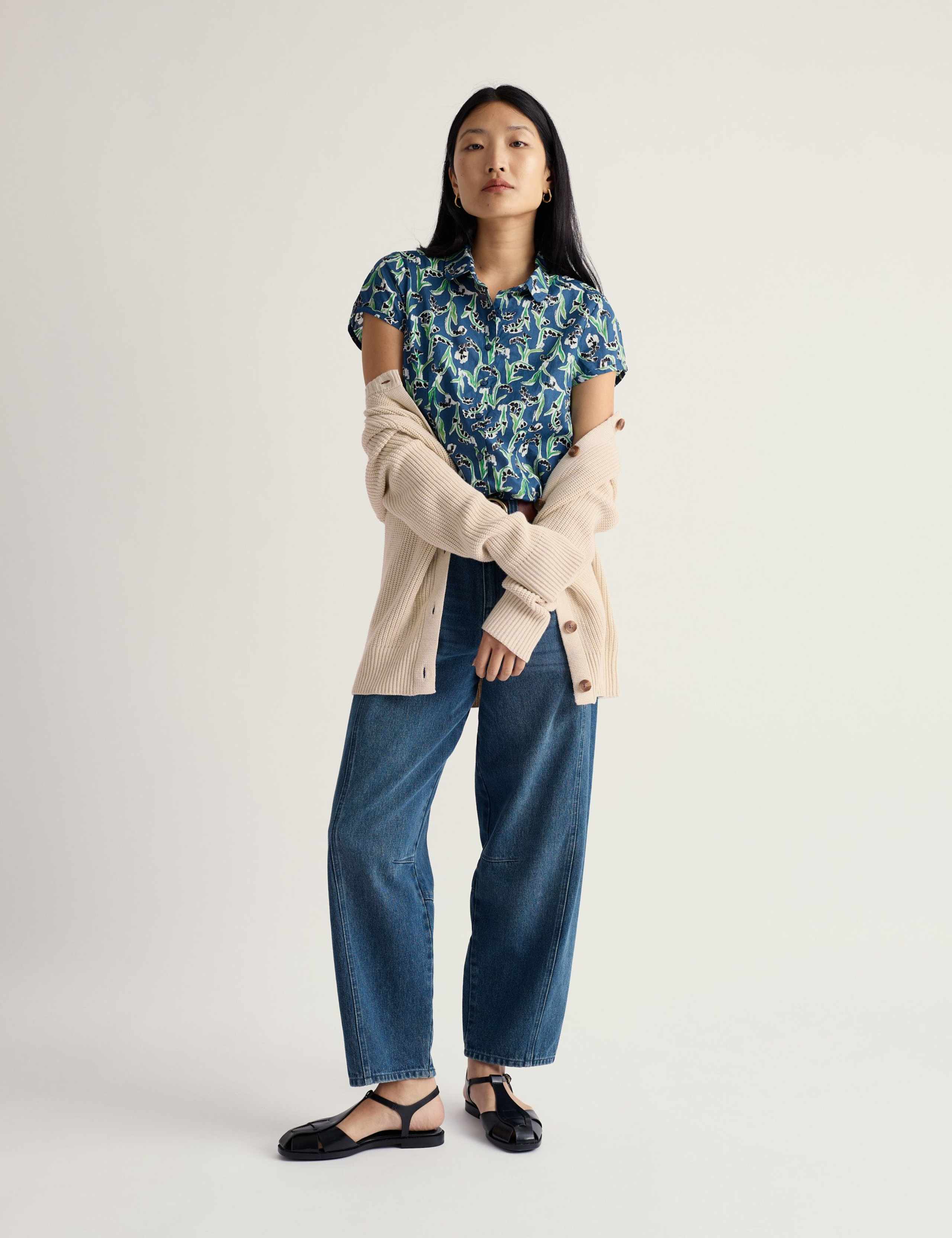 Pure Cotton Printed Peter Pan Collar Shirt