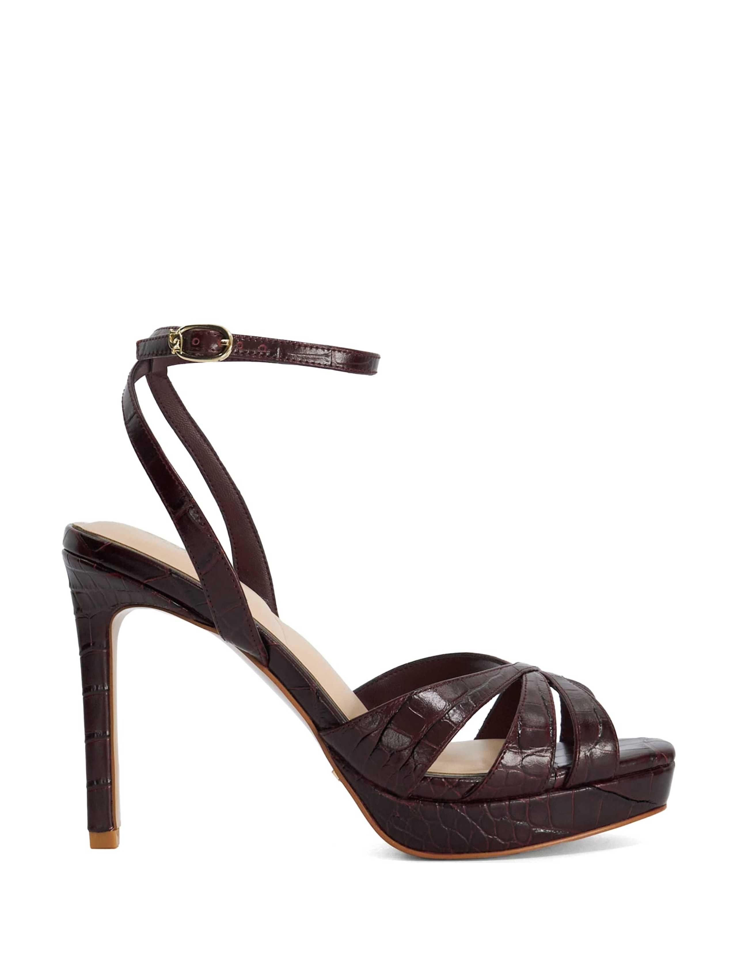 Leather Crossover Stiletto Heel Sandals