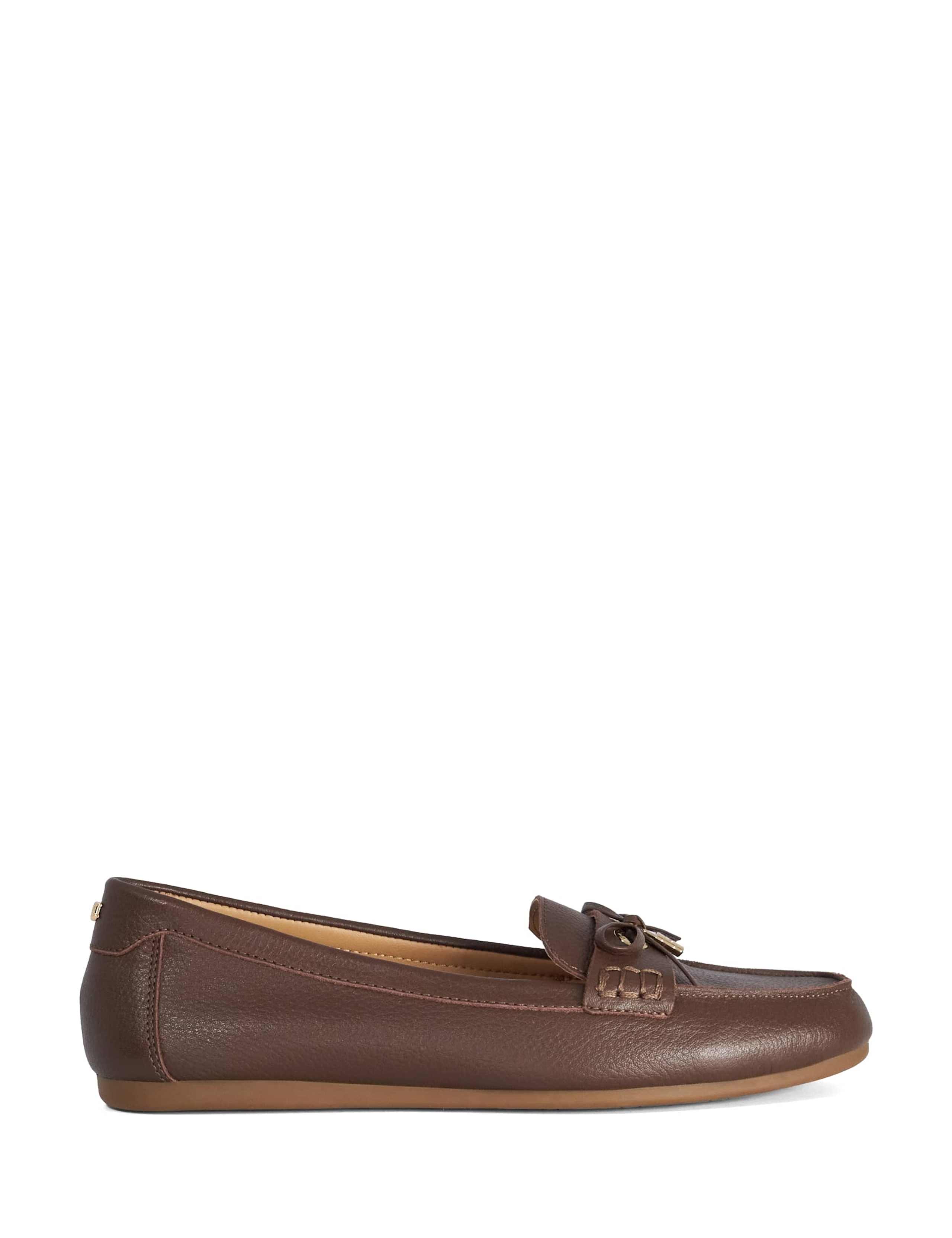Leather Bow Flat Loafers