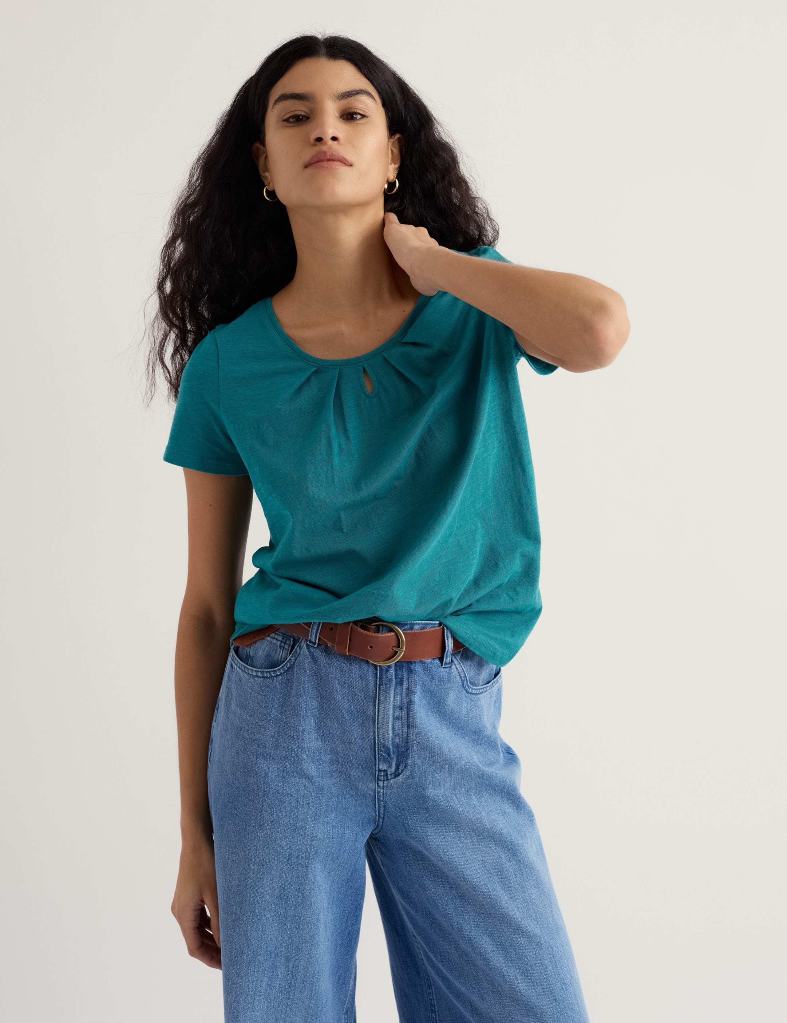 Pure Cotton Scoop Neck Relaxed T-Shirt