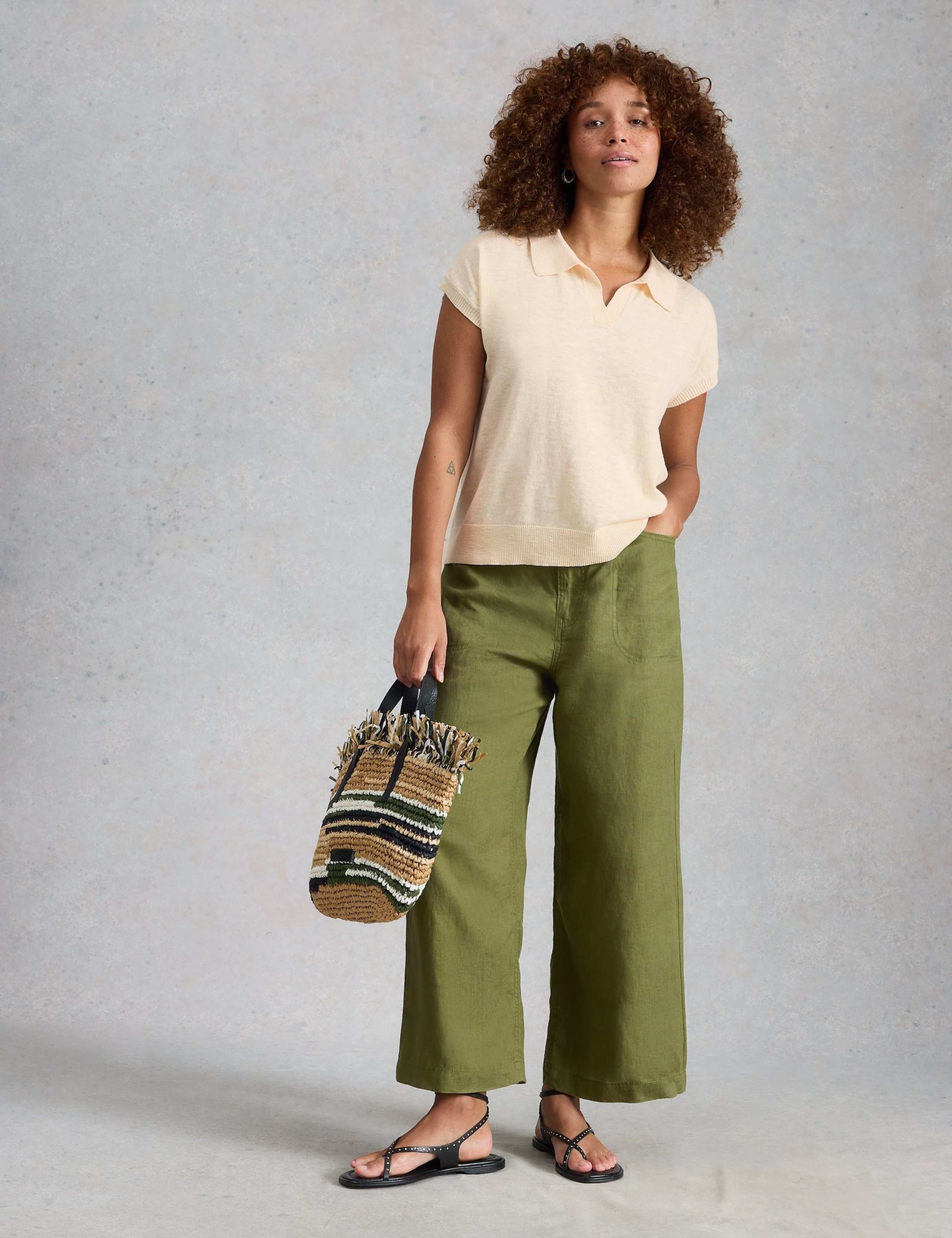 Cotton Rich Top With Linen