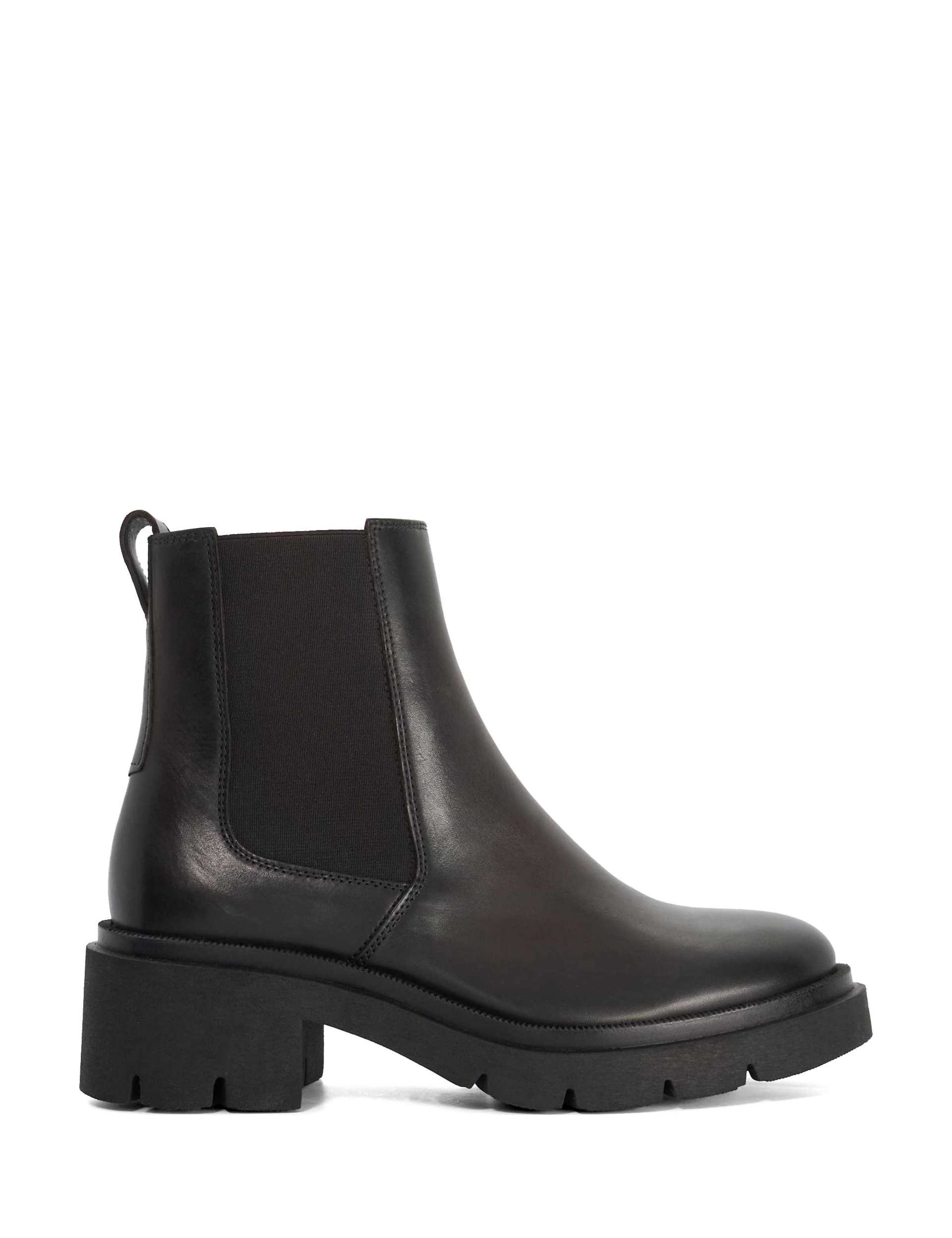 Leather Chunky Chelsea Block Heel Ankle Boots