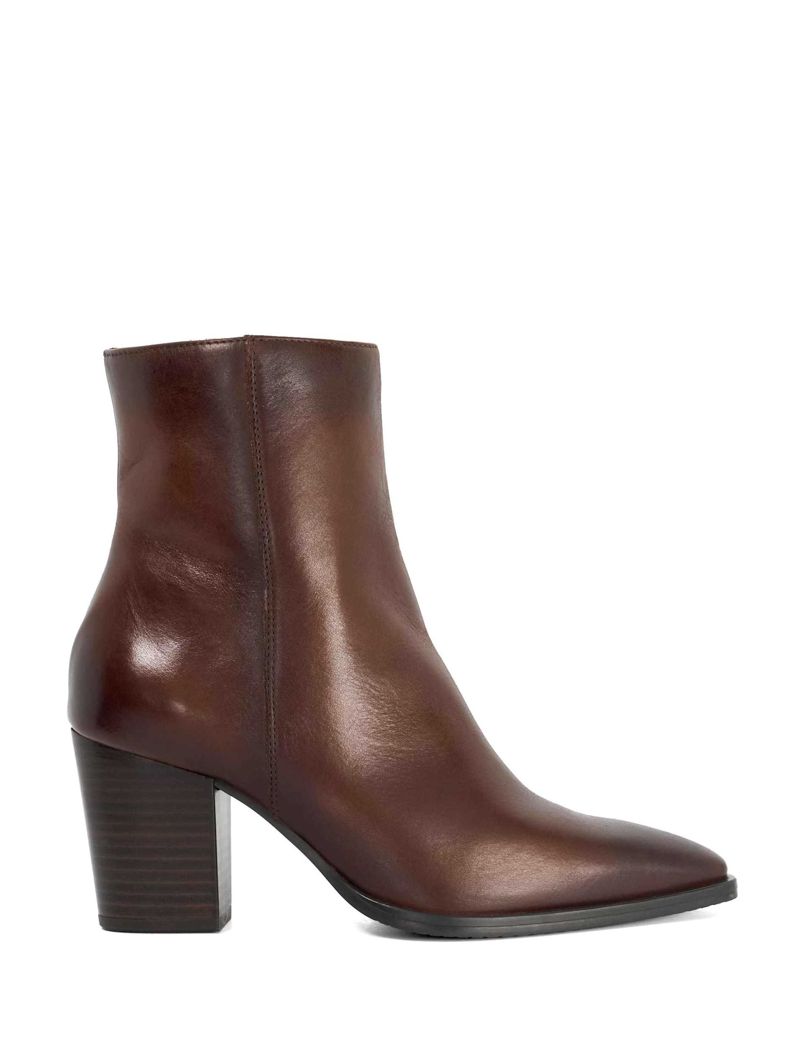 Leather Block Heel Ankle Boots