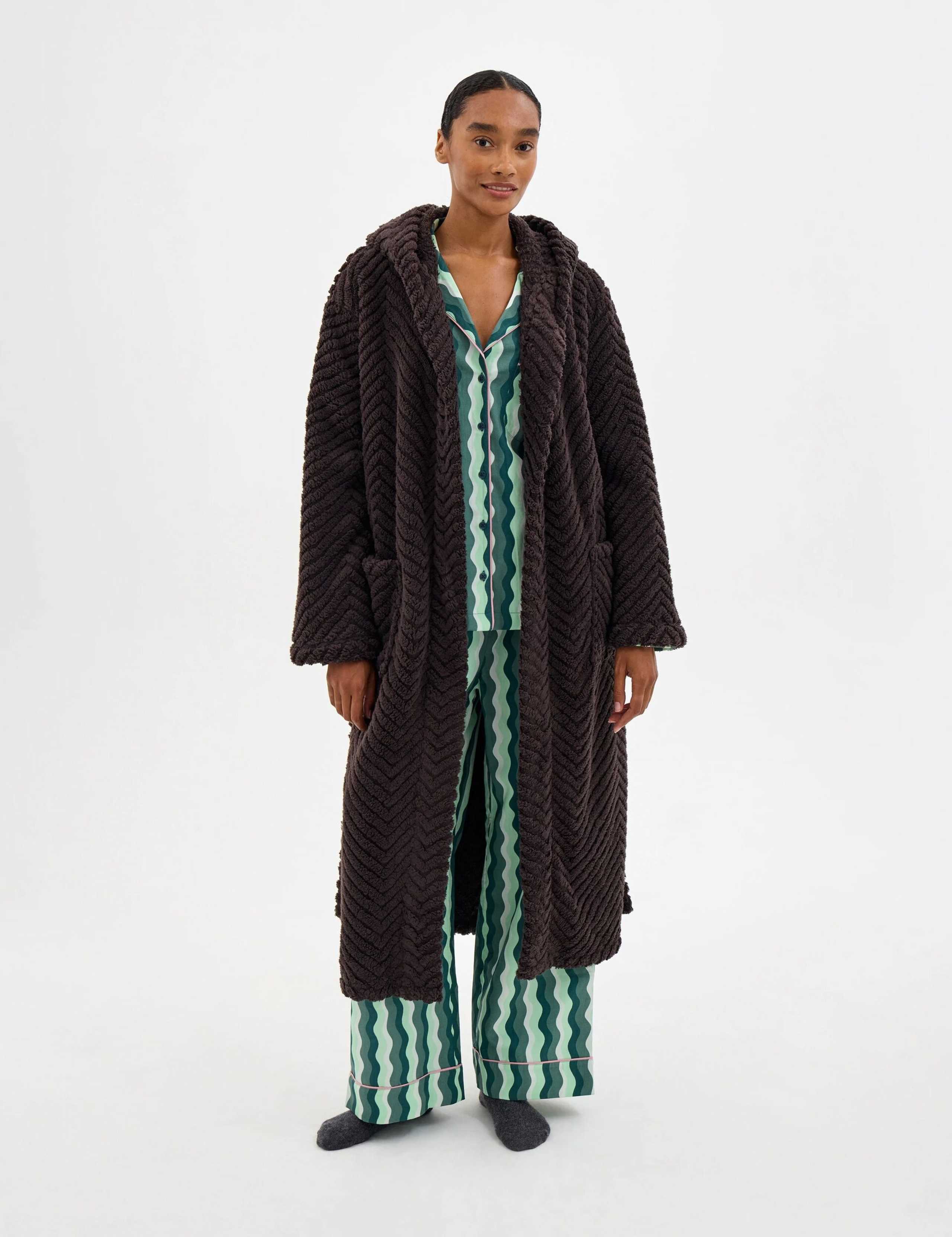 Hooded Textured Dressing Gown