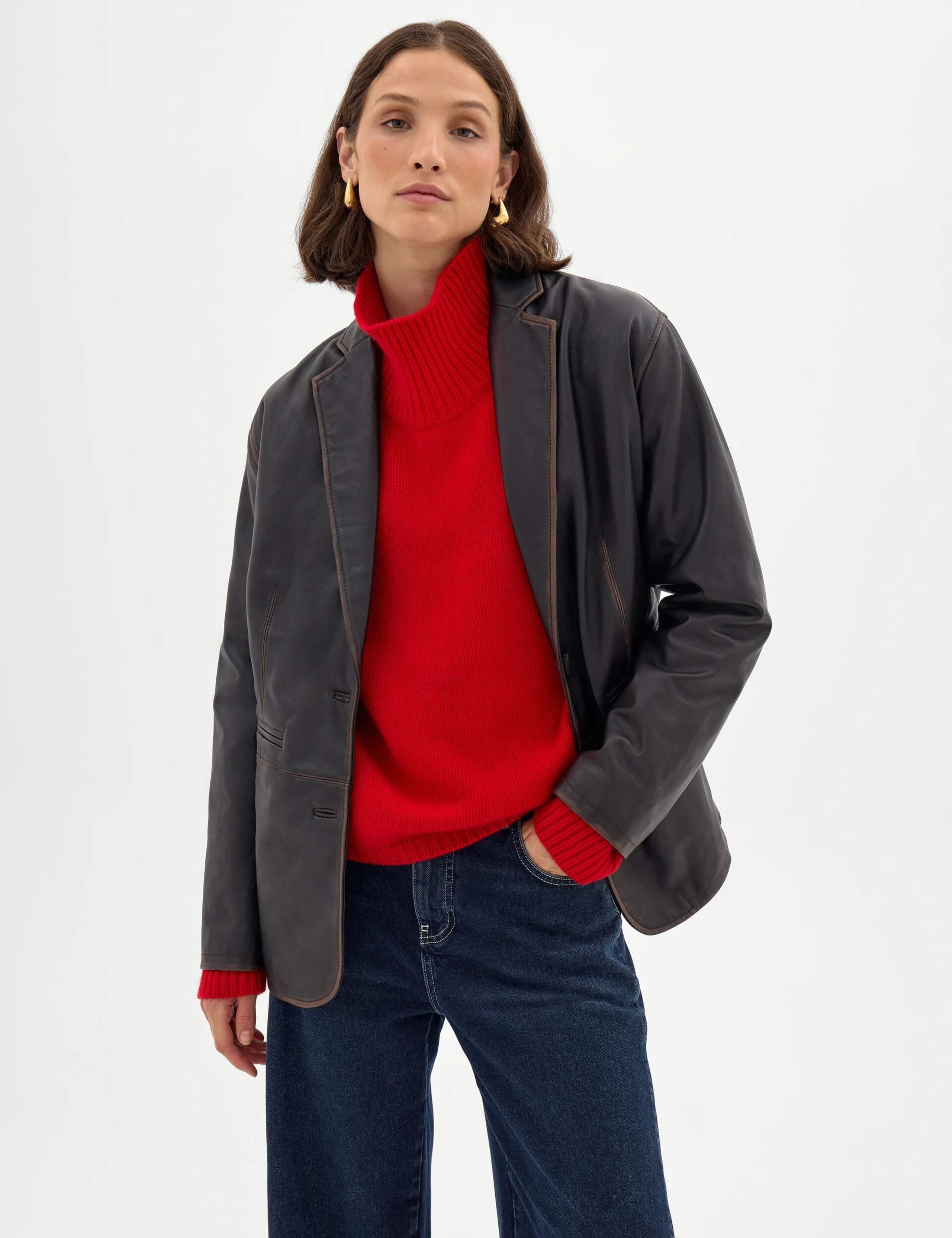 Leather Relaxed Fit Blazer