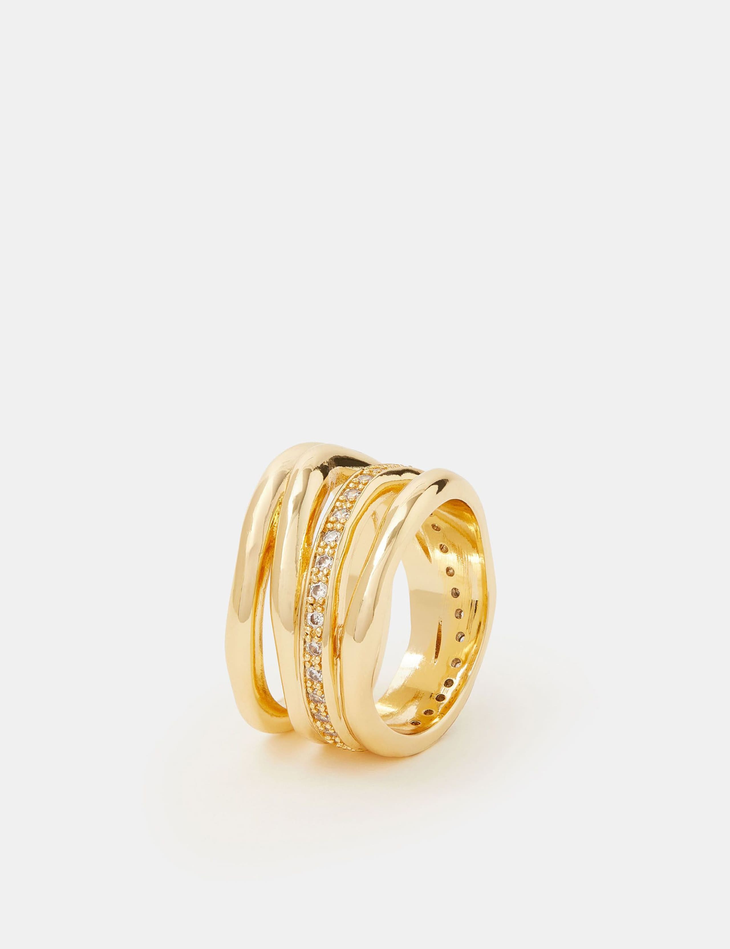 Gold Tone Molten Stacked Ring