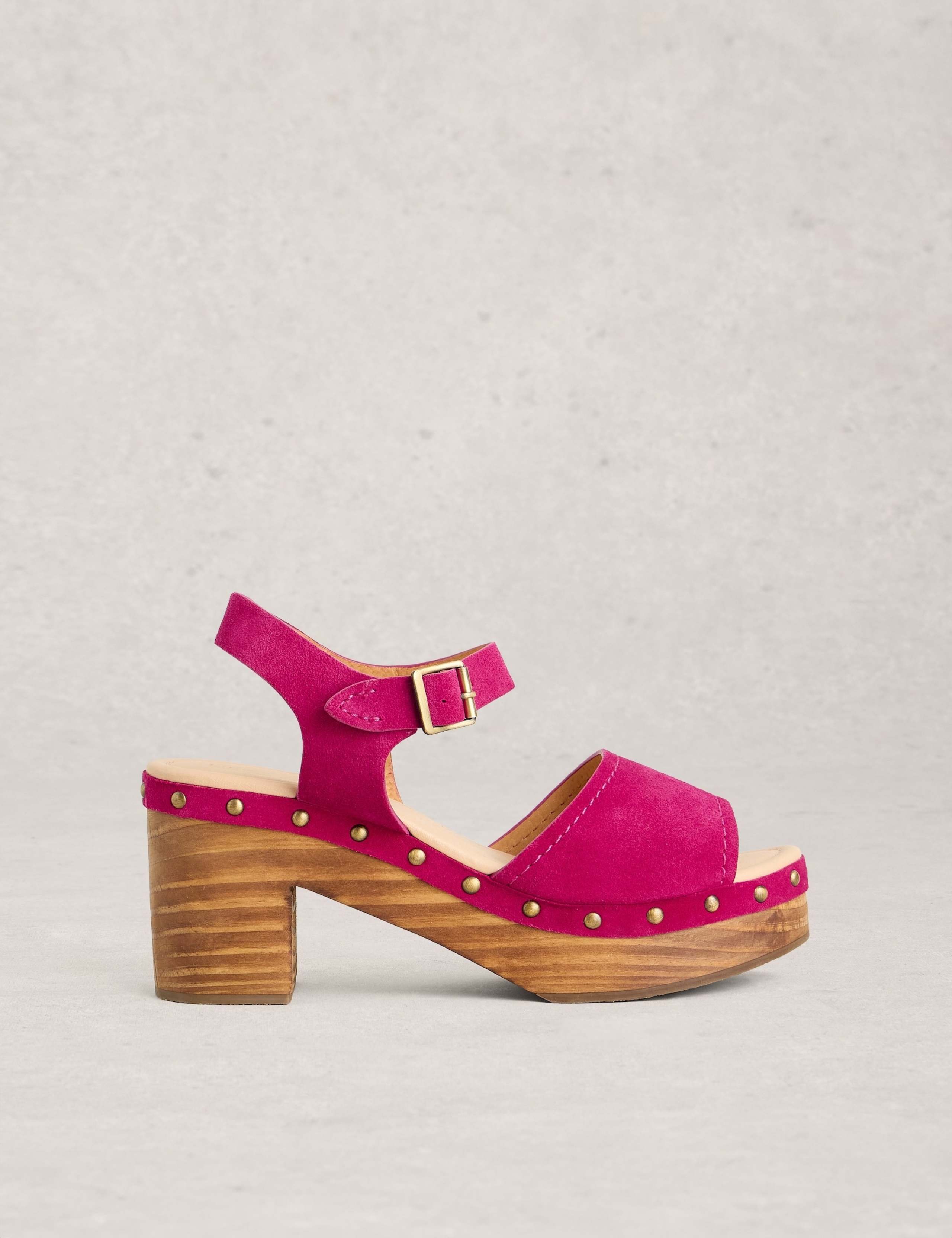 Suede Platform Open Toe Clogs