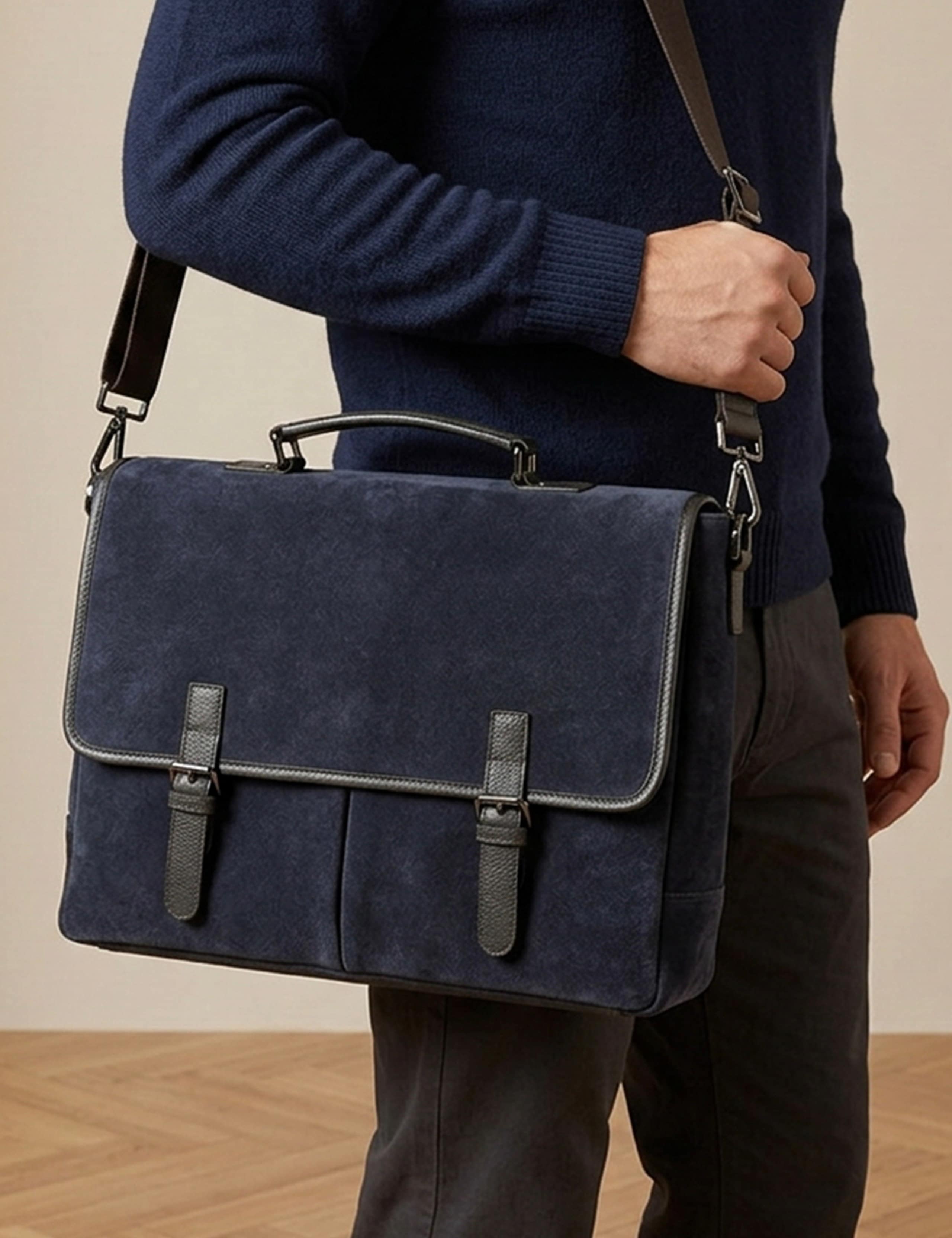 Leather Buckle Briefcase