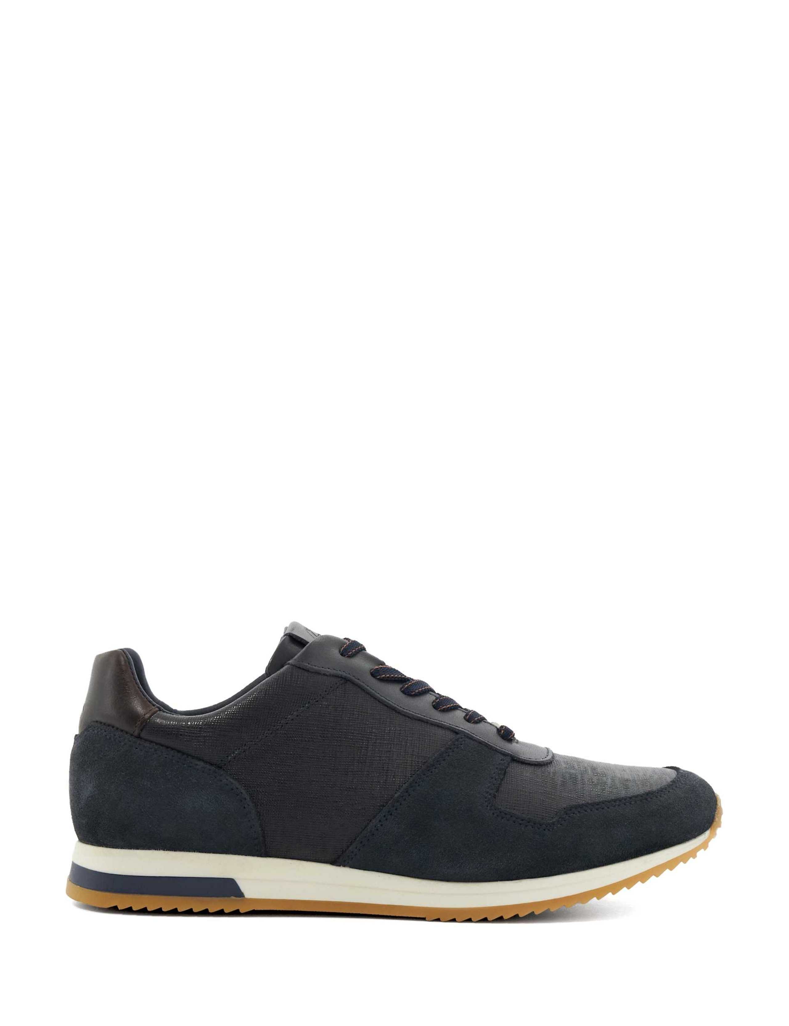 Wide Fit Leather Lace Up Trainers