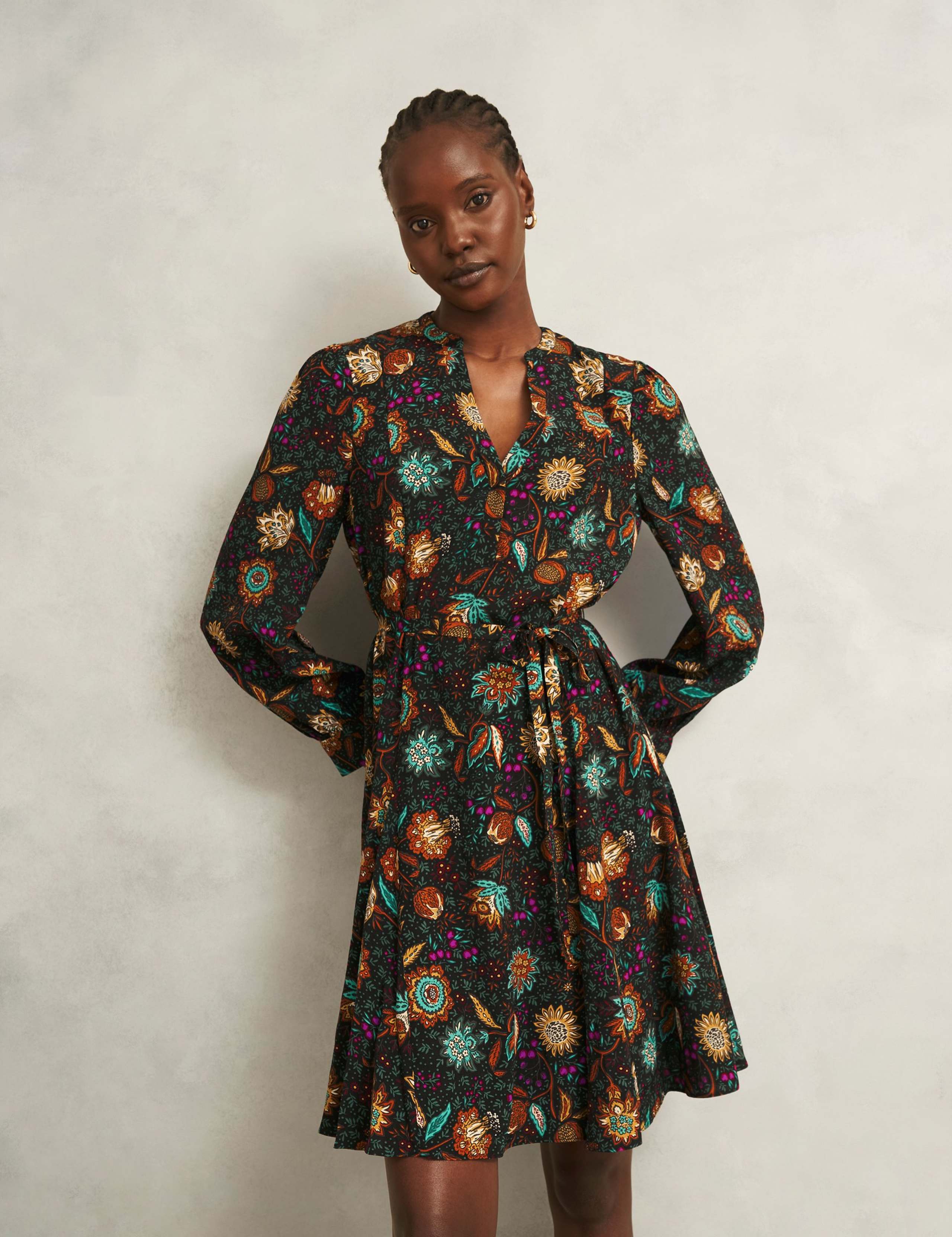 Floral V-Neck Mini Skater Dress