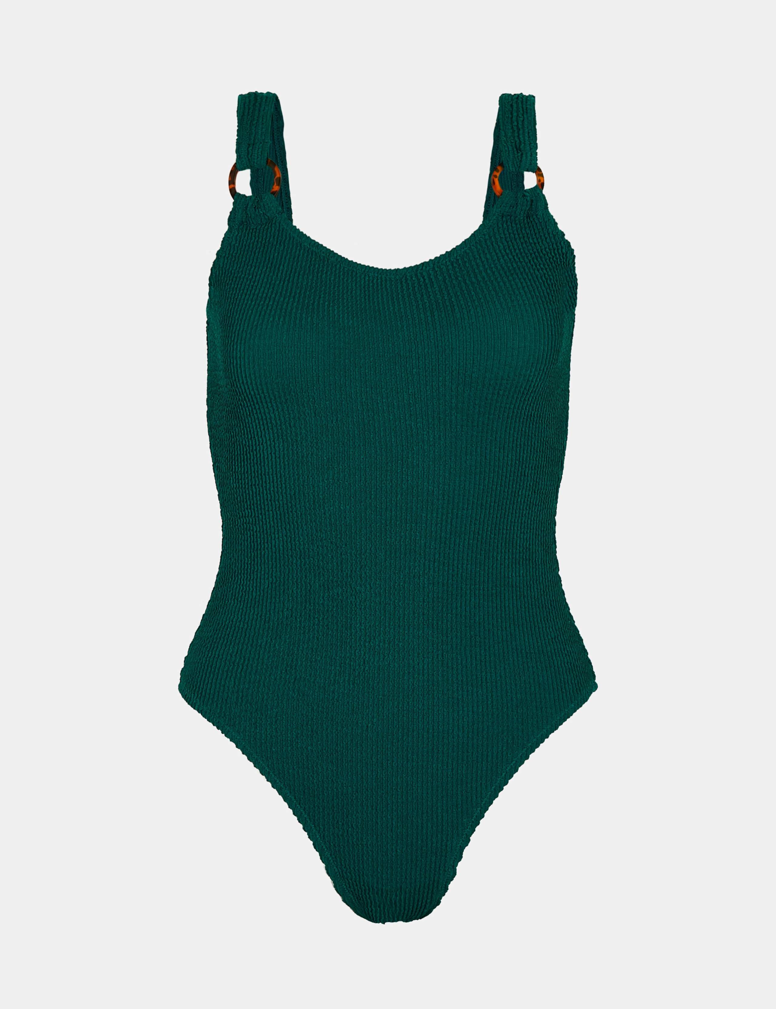 Textured Ring Detail Scoop Neck Swimsuit
