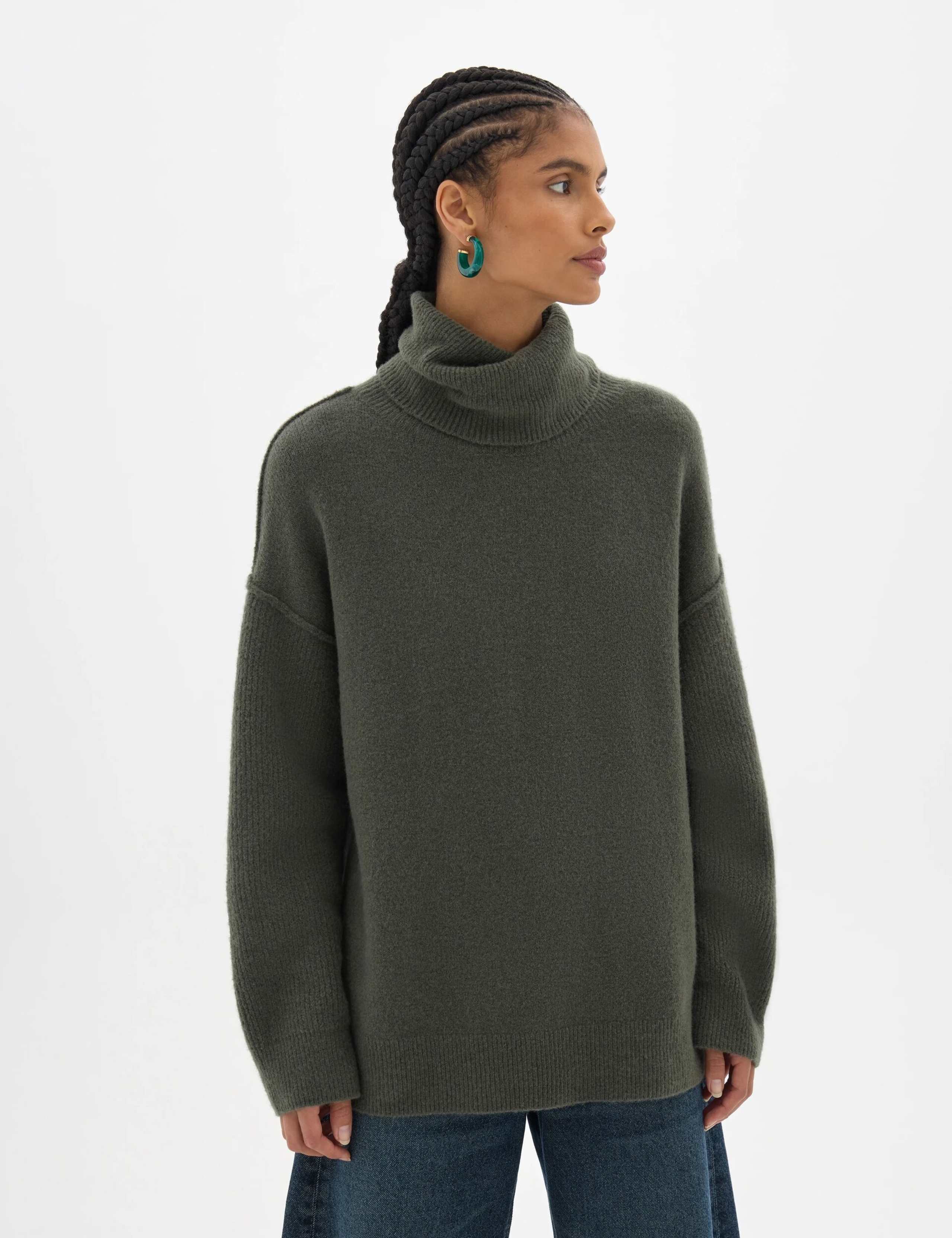 Wool Blend Roll Neck Jumper