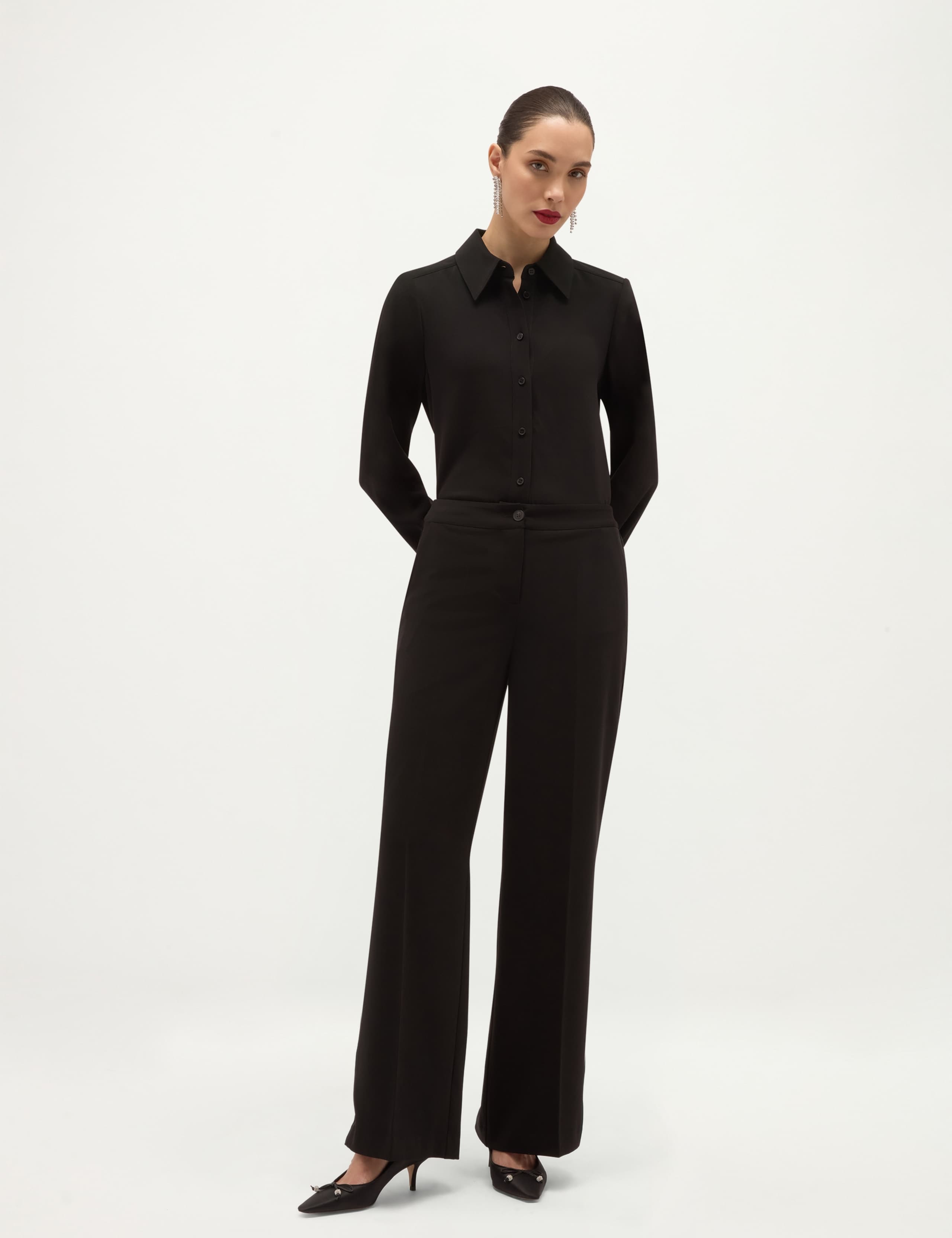 Elasticated Waist Wide Leg Trousers