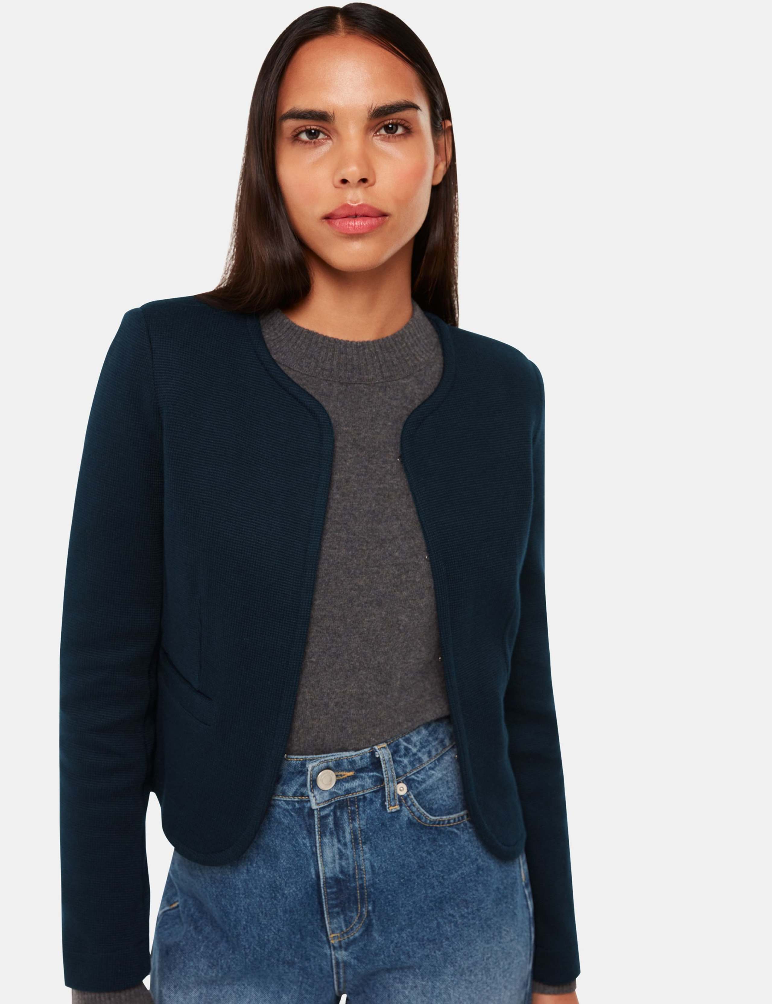 Jersey Collarless Cropped Jacket