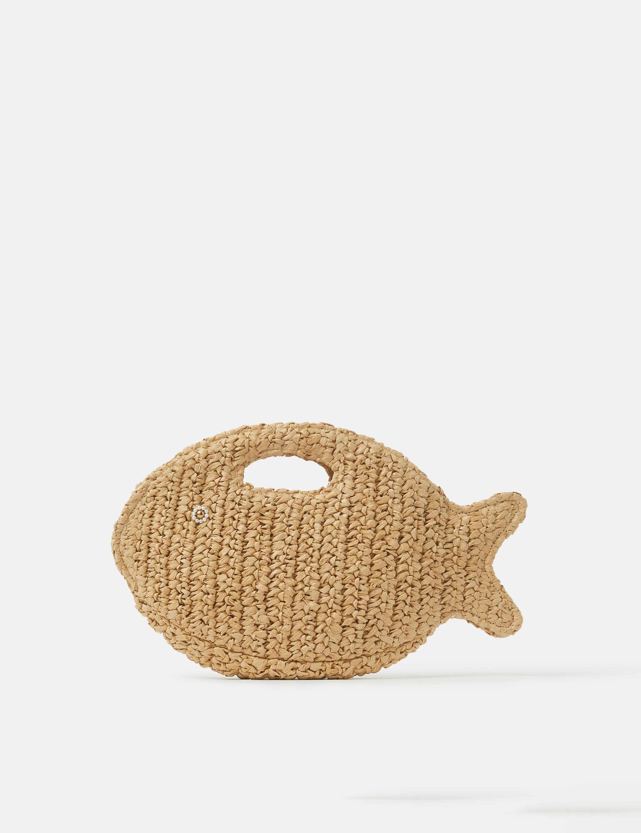 Raffia Fish Clutch Bag