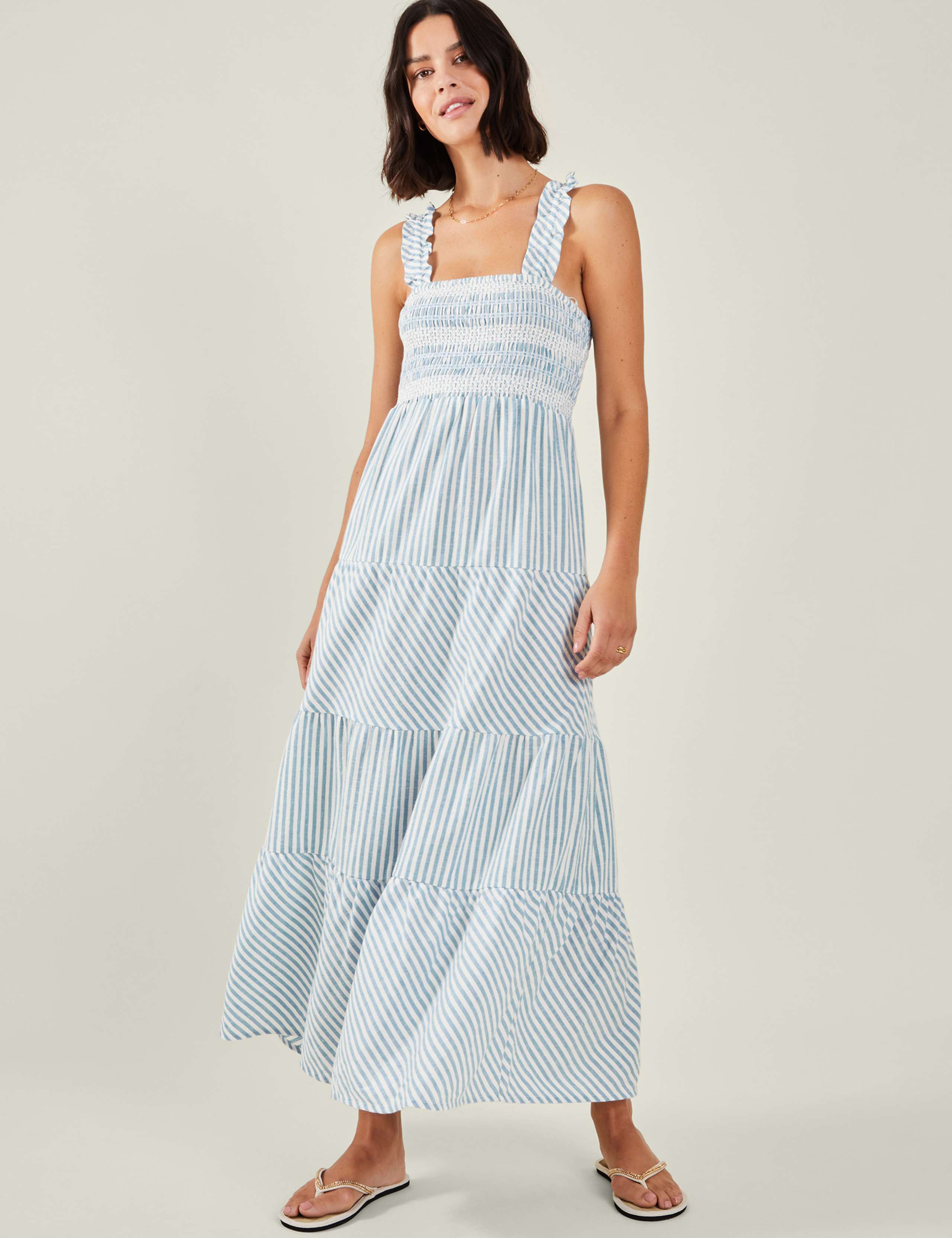 Pure Cotton Striped Maxi Beach Dress