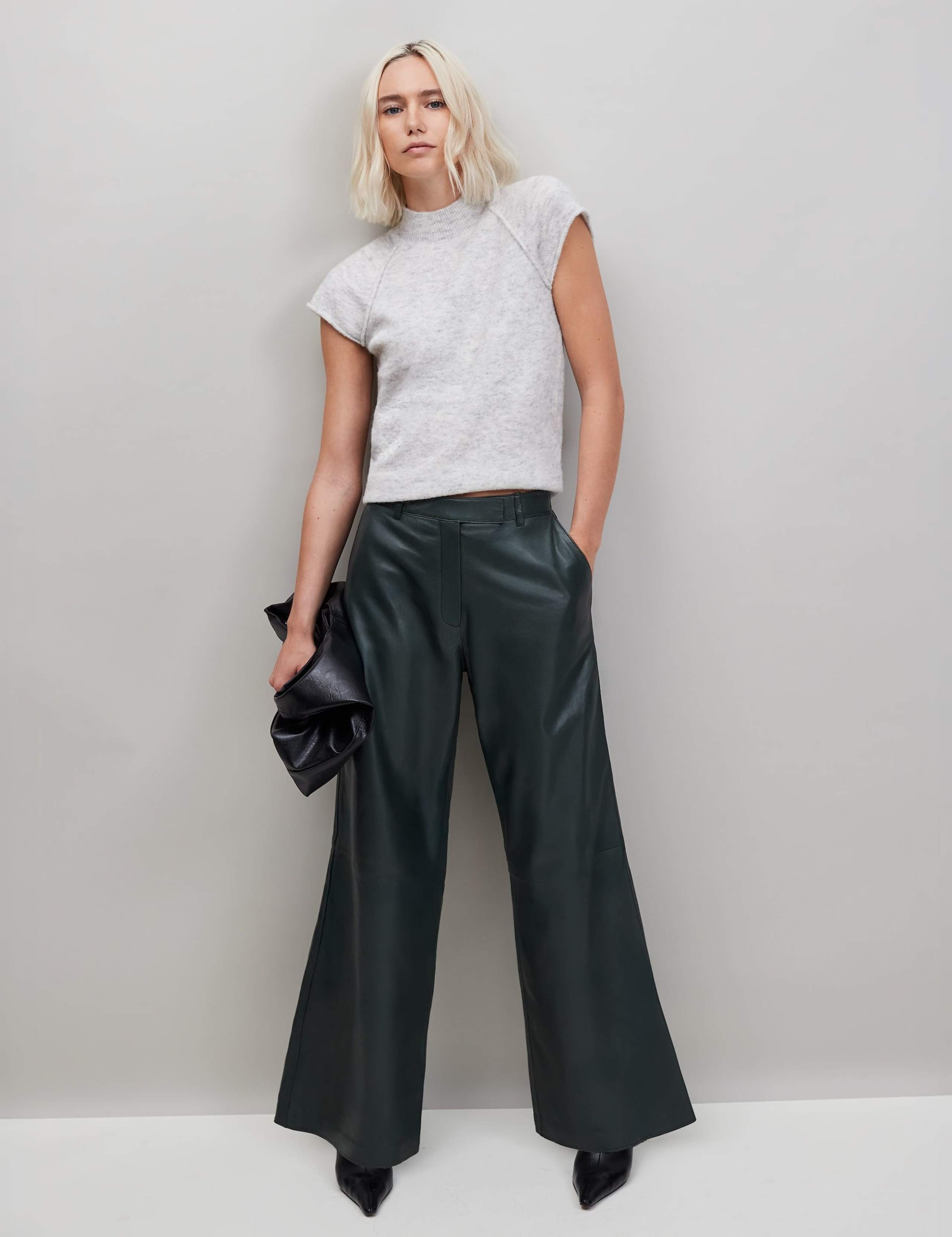 Leather Wide Leg Trousers