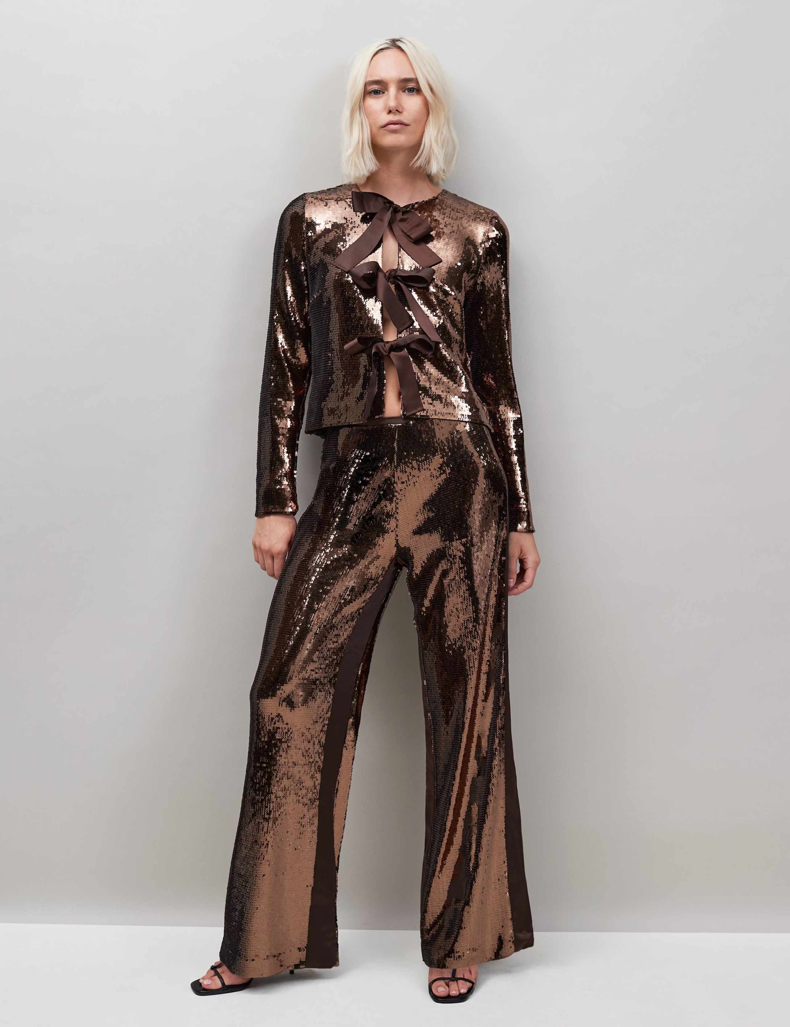 Sequin Wide Leg Trousers