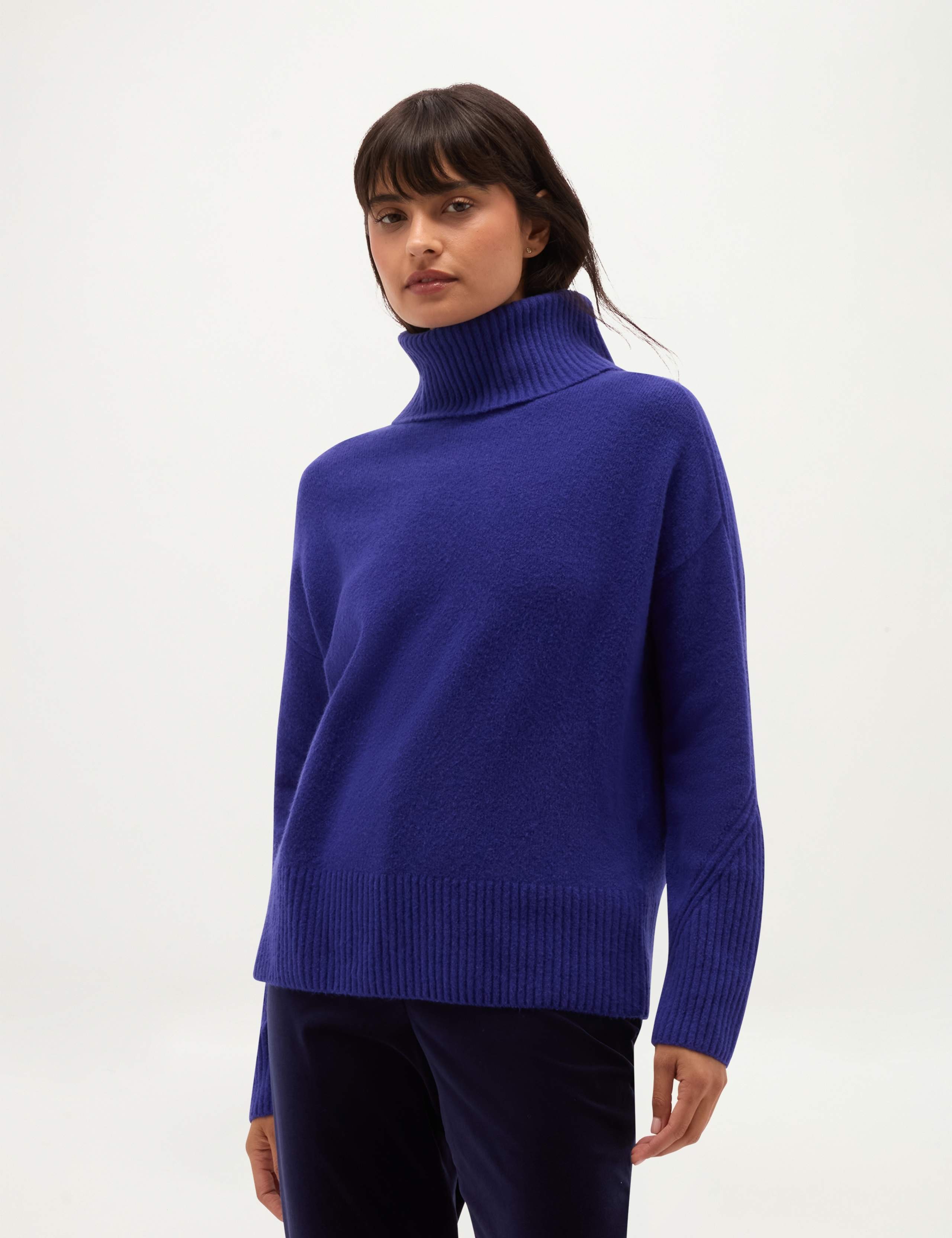 Cotton Rich Textured Roll Neck Jumper