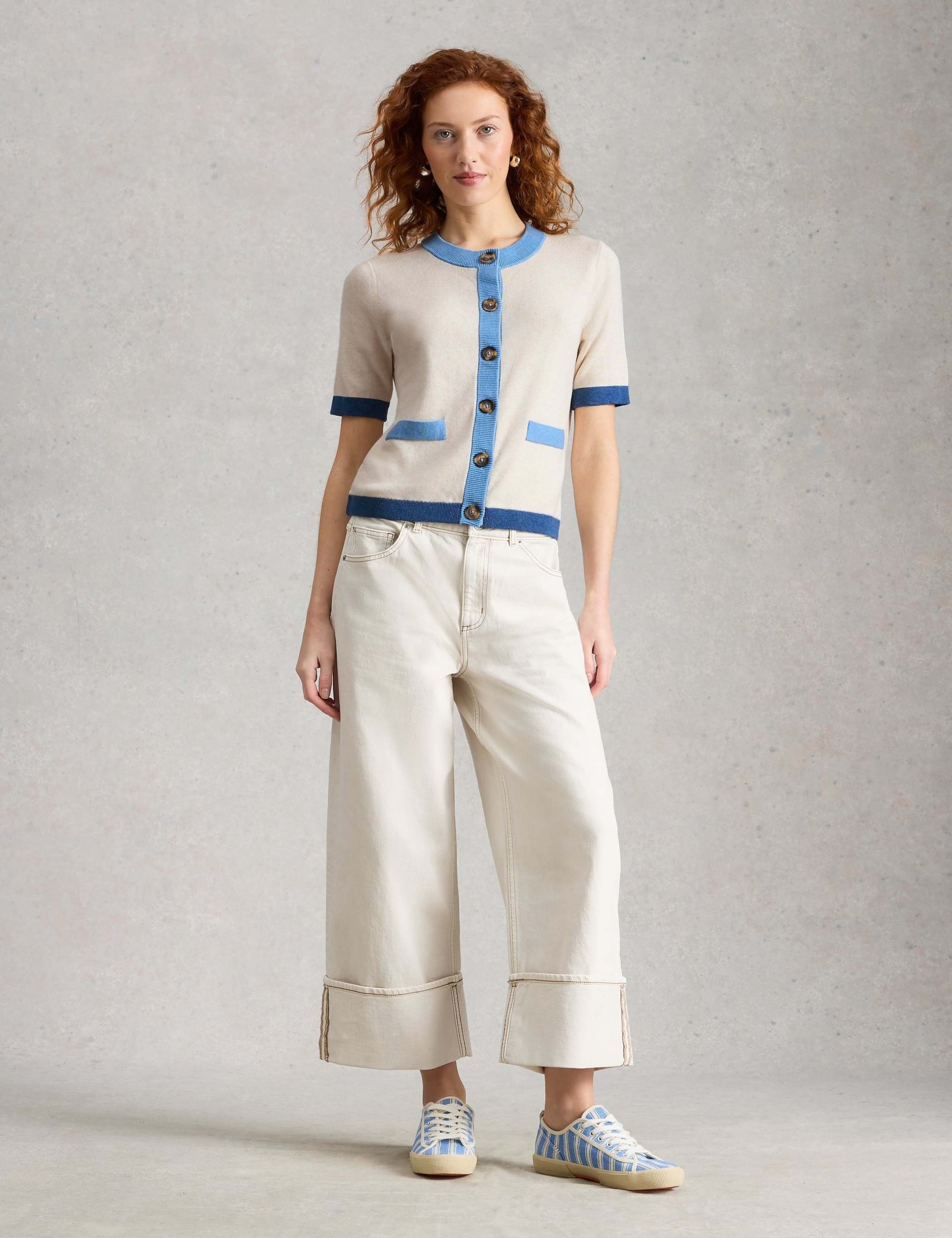 Pure Cotton Crew Neck Button Through Cardigan