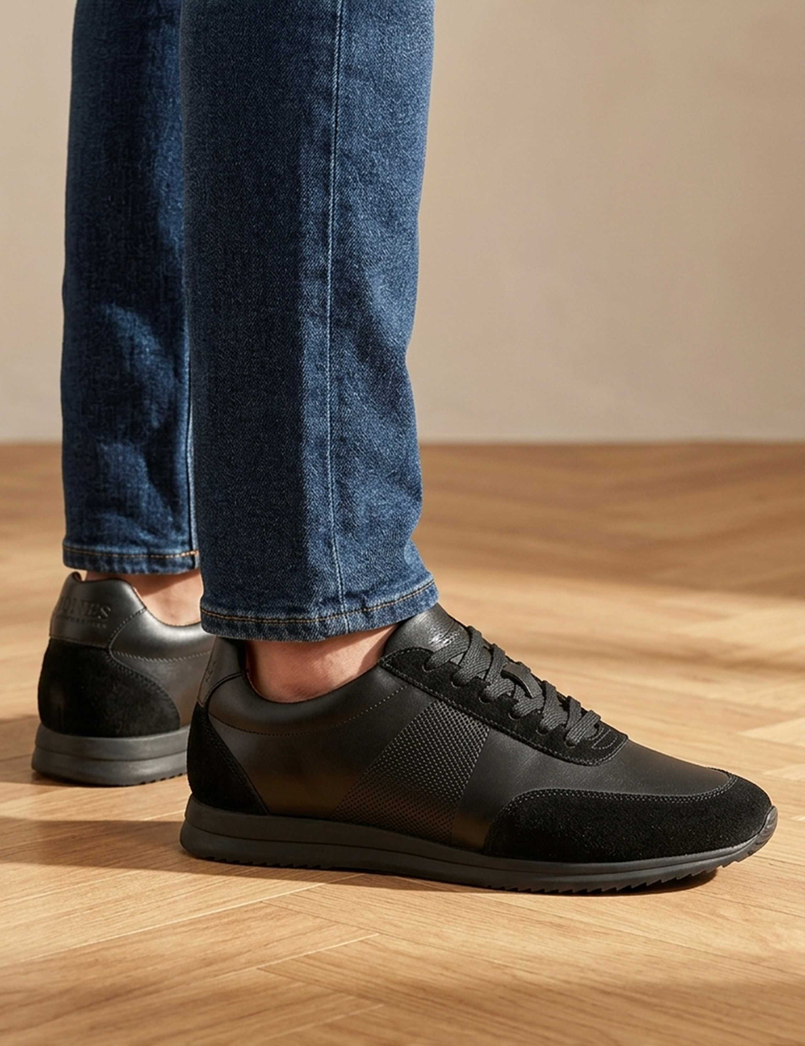 Wide Fit Leather Lace Up Trainers