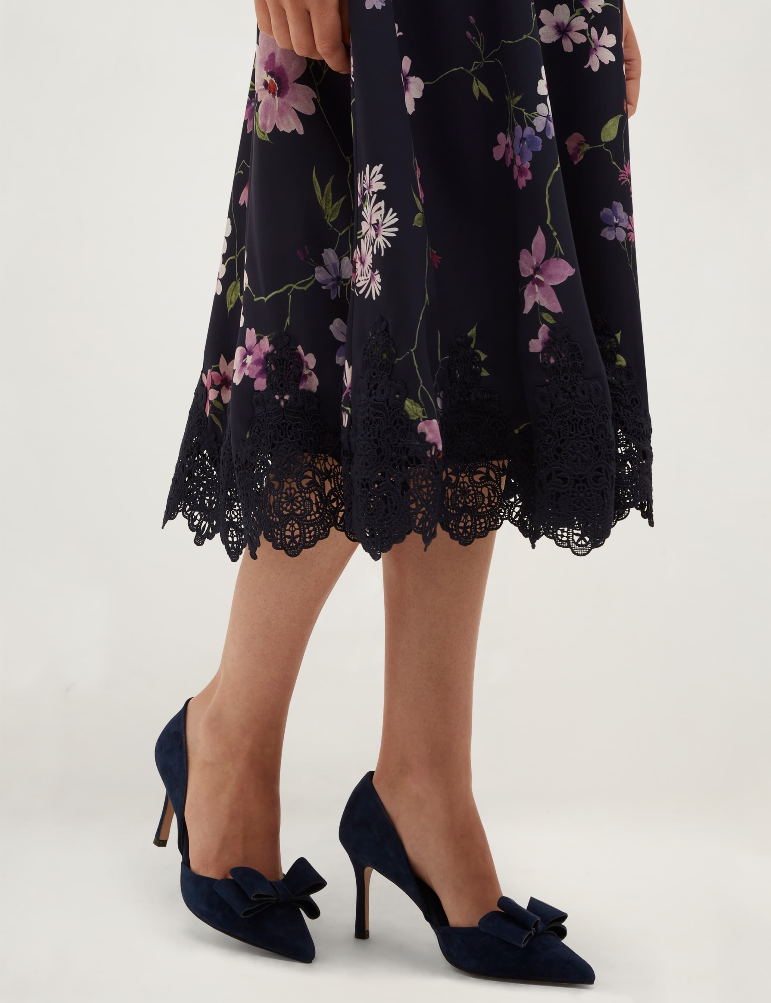 Suede Bow Kitten Heel Court Shoes
