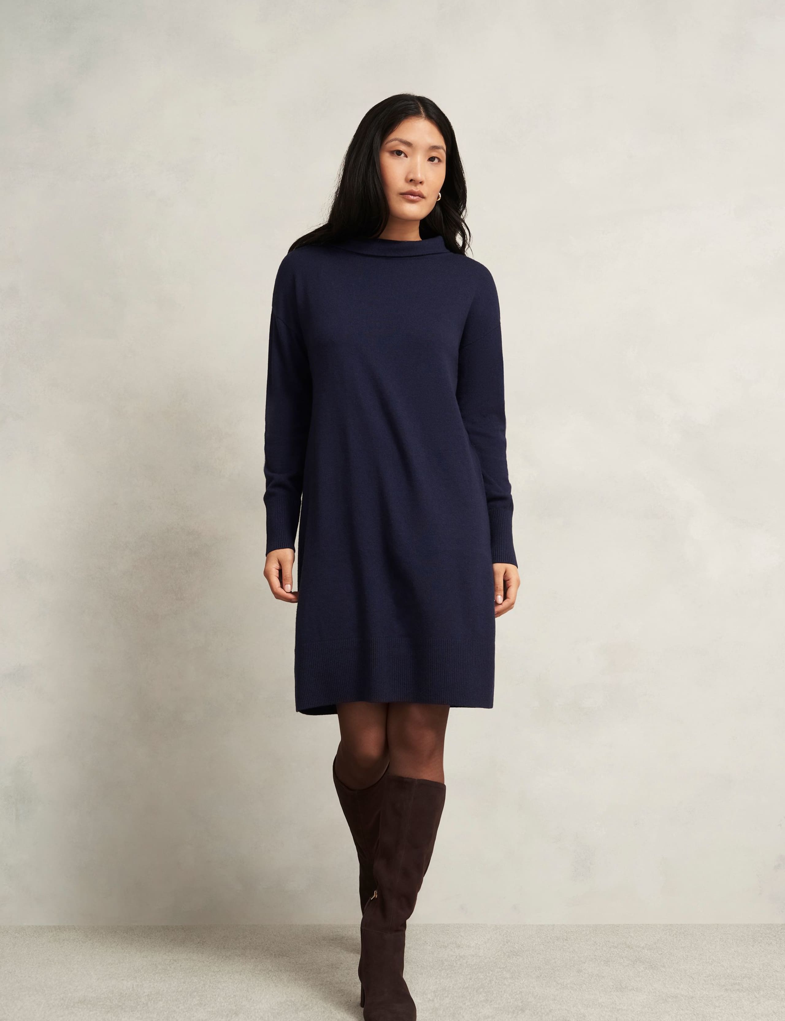Merino Wool Blend Mini Knitted Dress