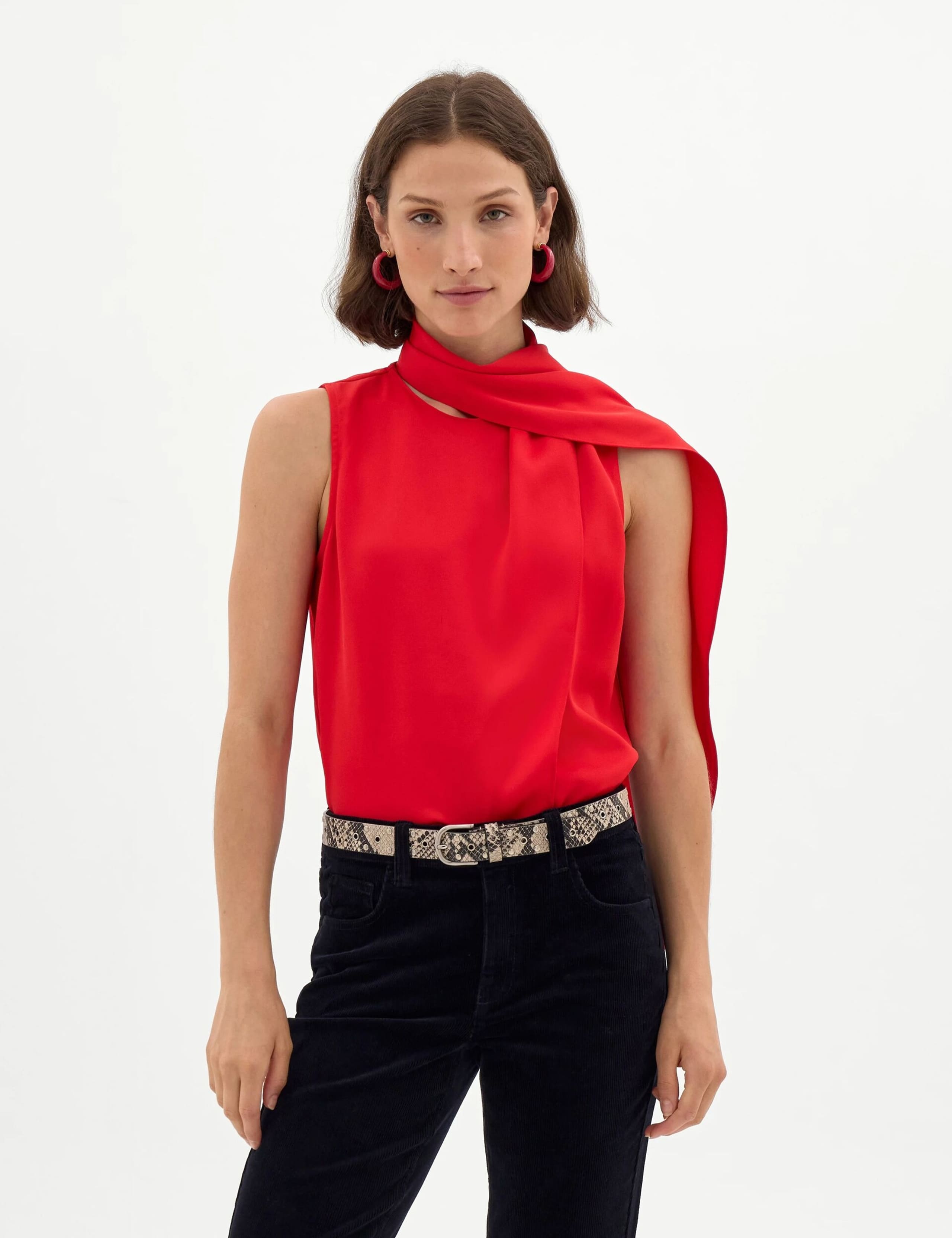 Satin Scarf Detail Sleeveless Top