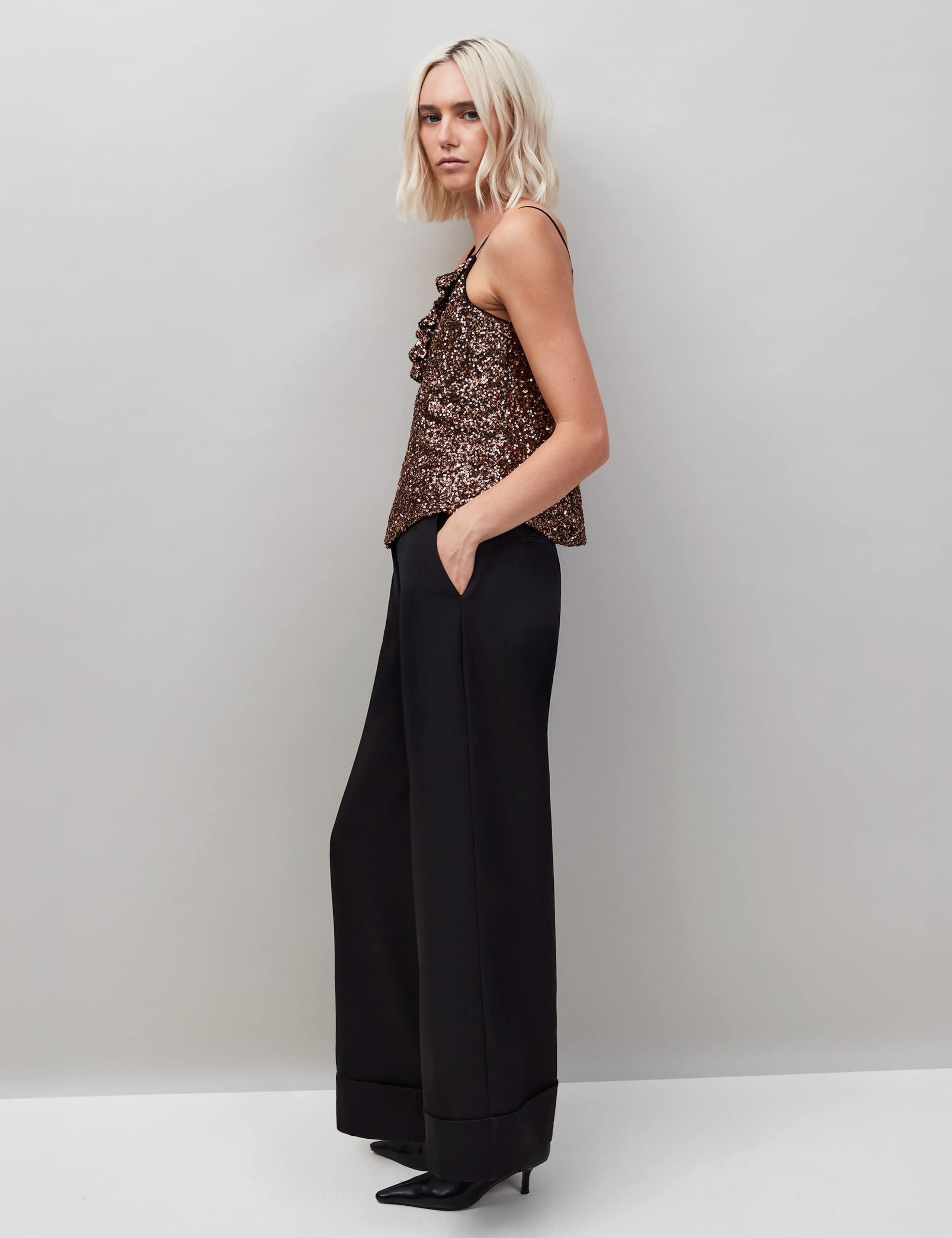 Turn Up Wide Leg Trousers