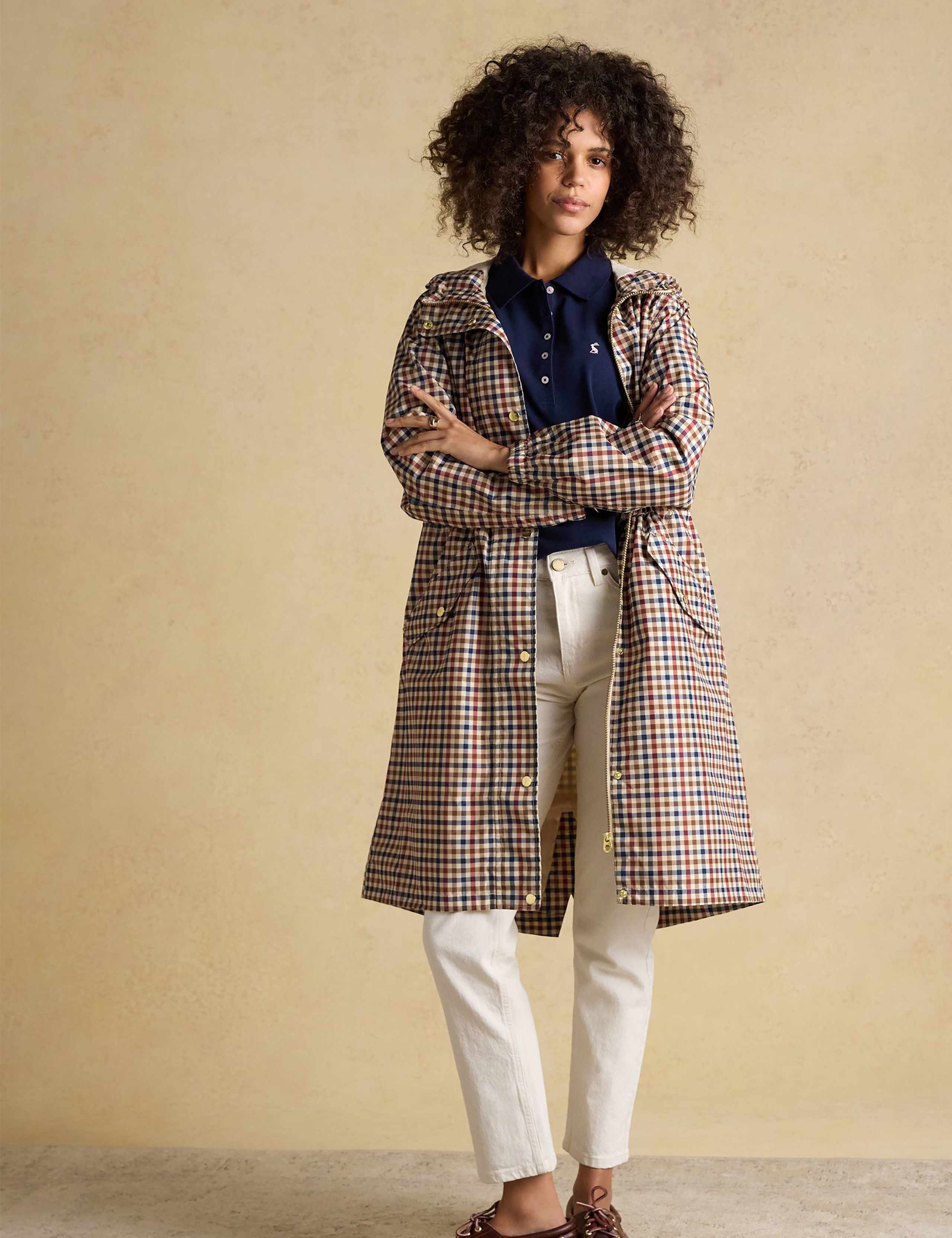 Waterproof Checked Hooded Raincoat