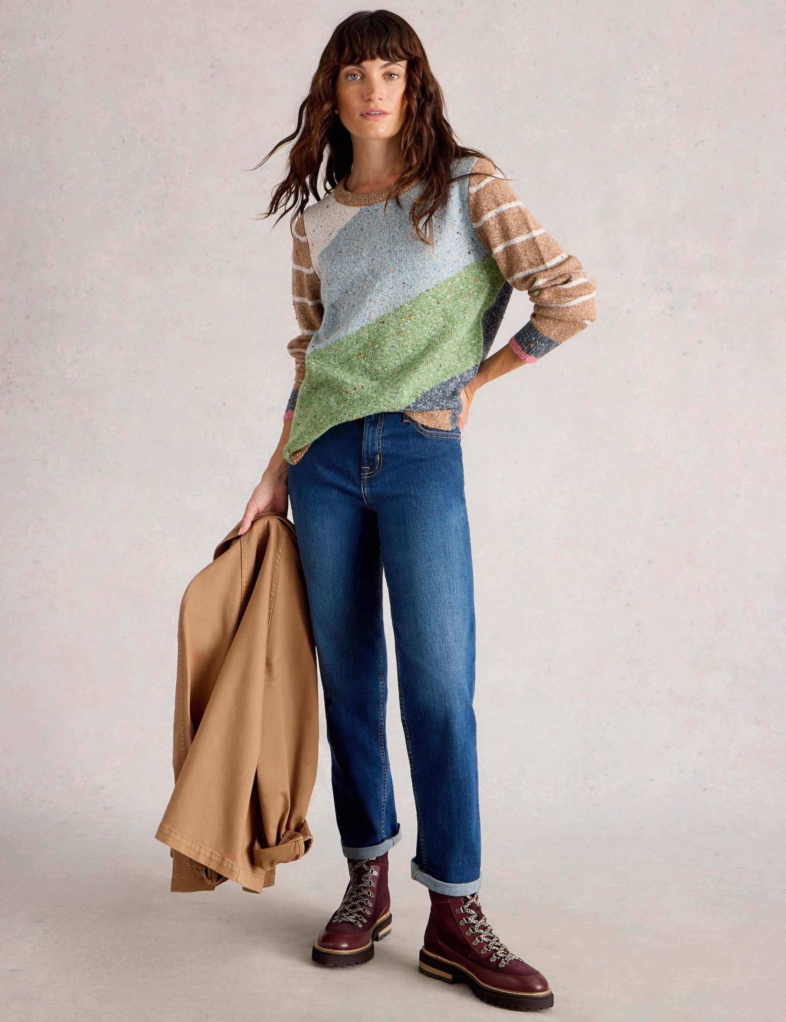 Colour Block Crew Neck Jumper
