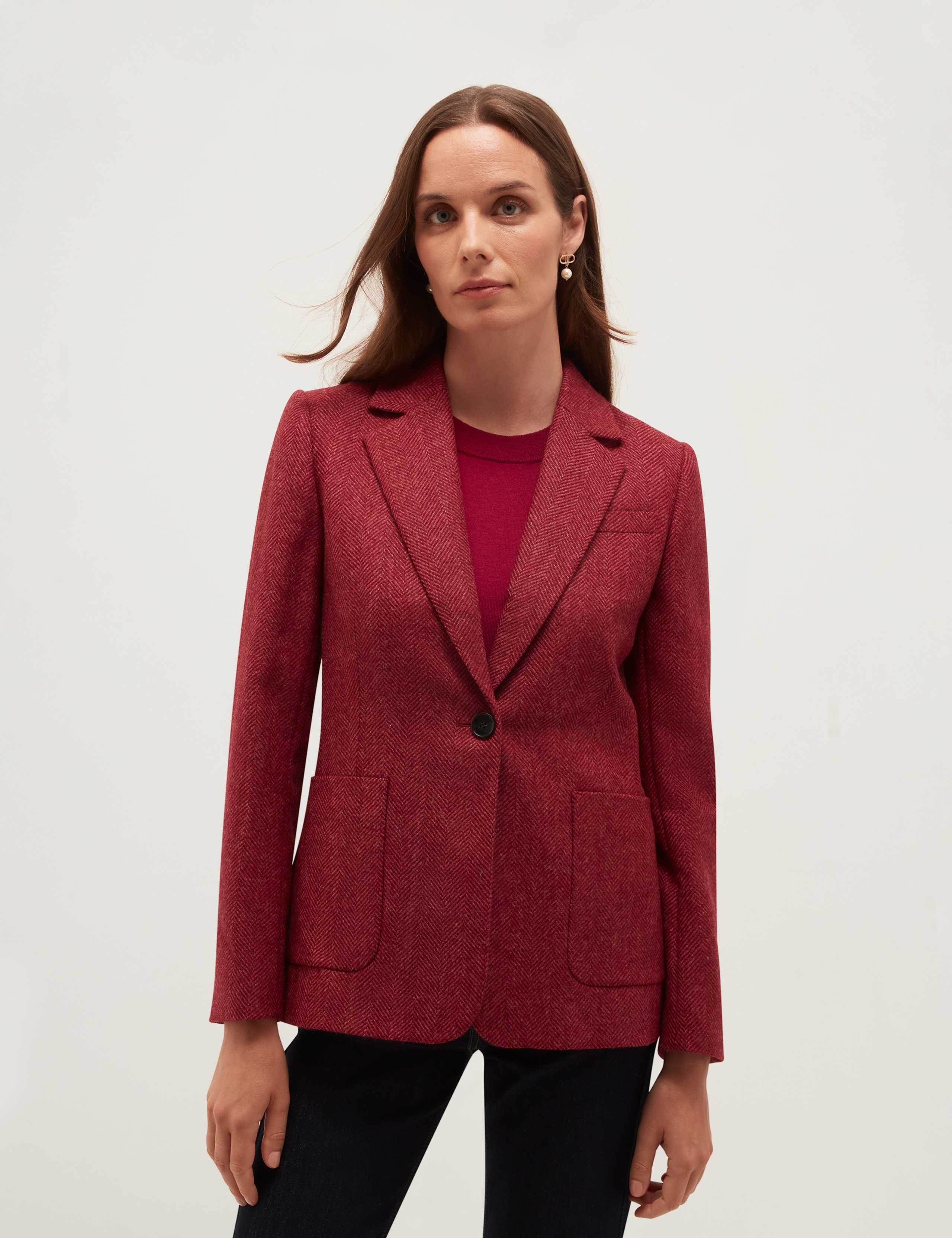 Pure Wool Herringbone Short Jacket
