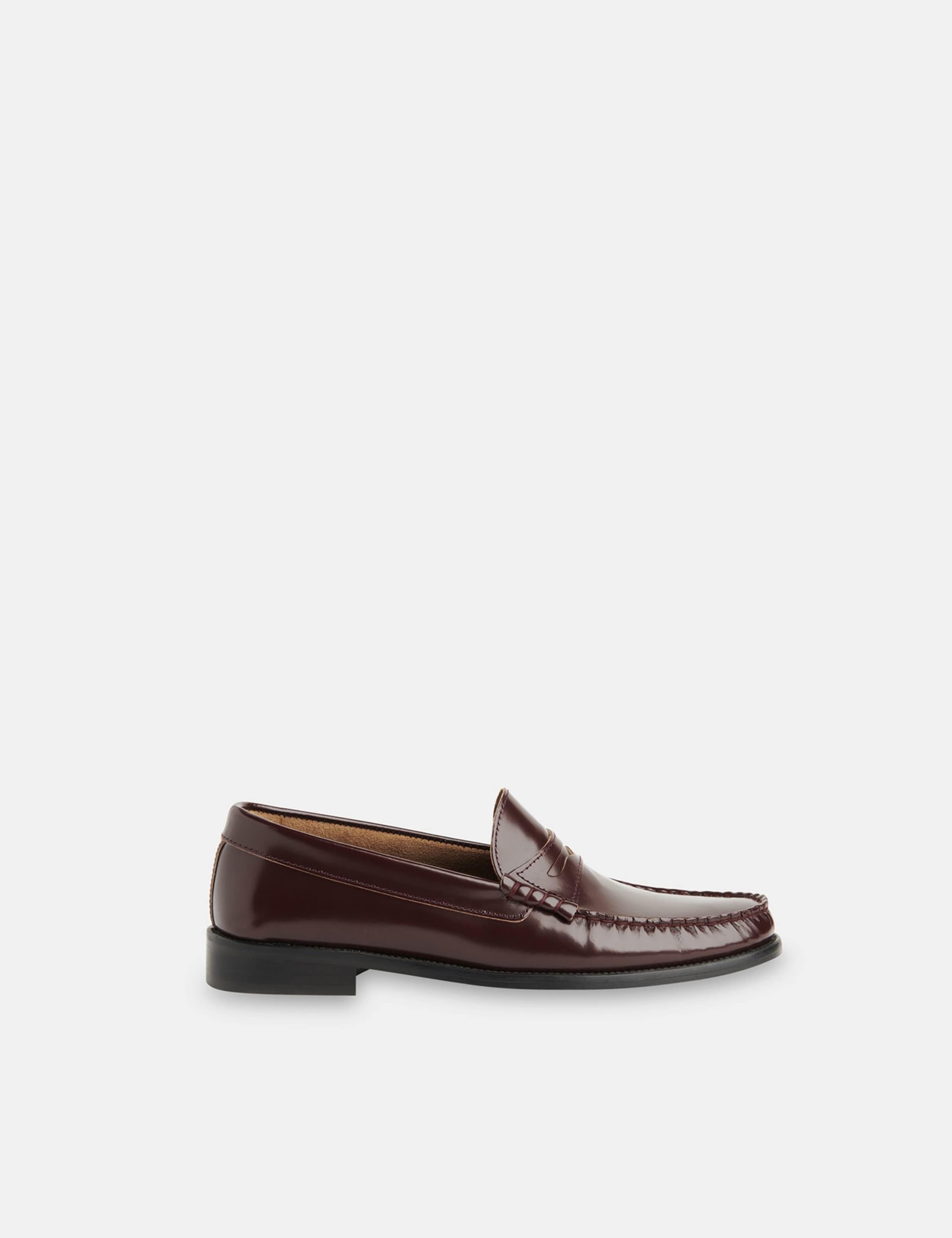 Leather Gloss Slip On Slim Loafers