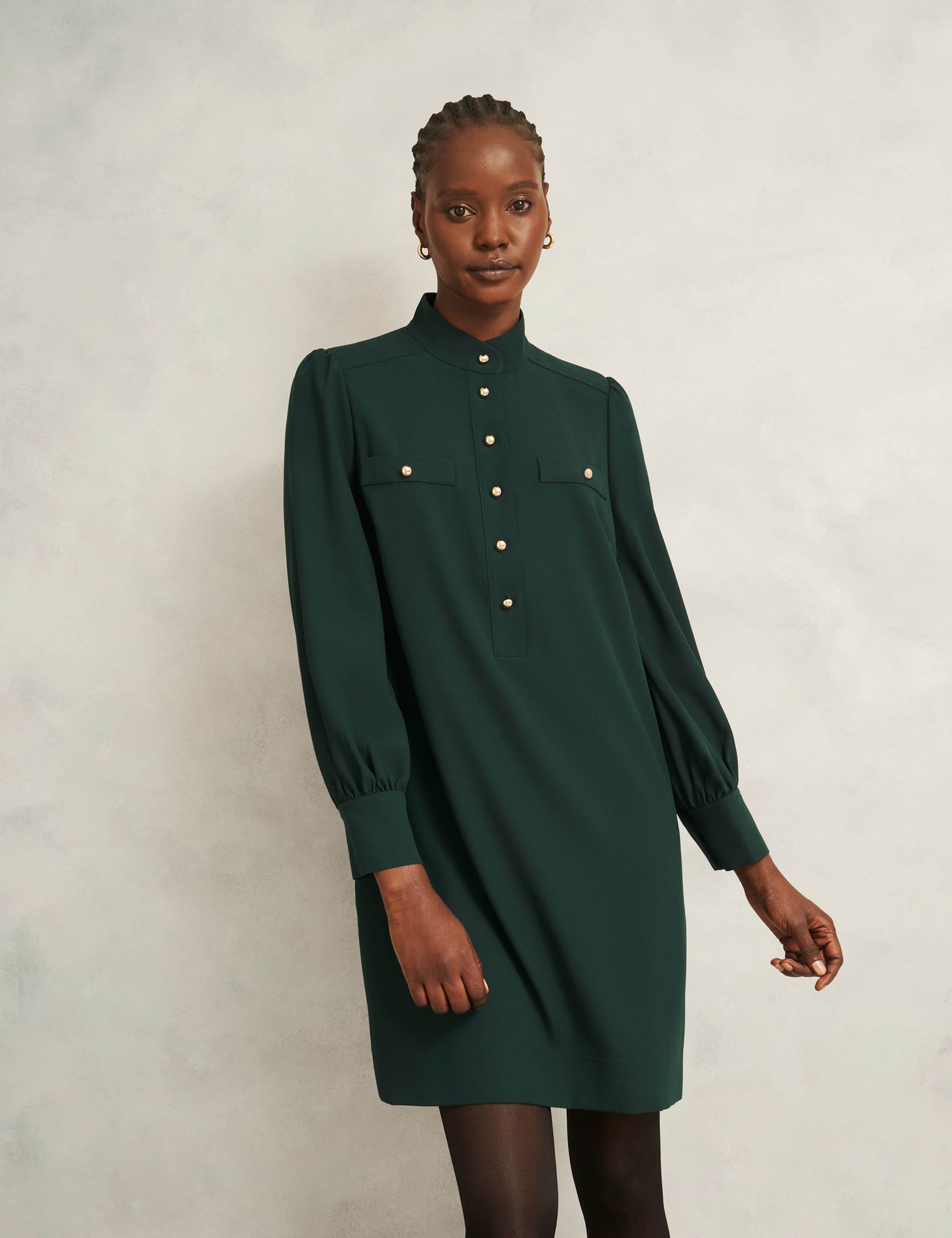 Collared Mini Shirt Dress