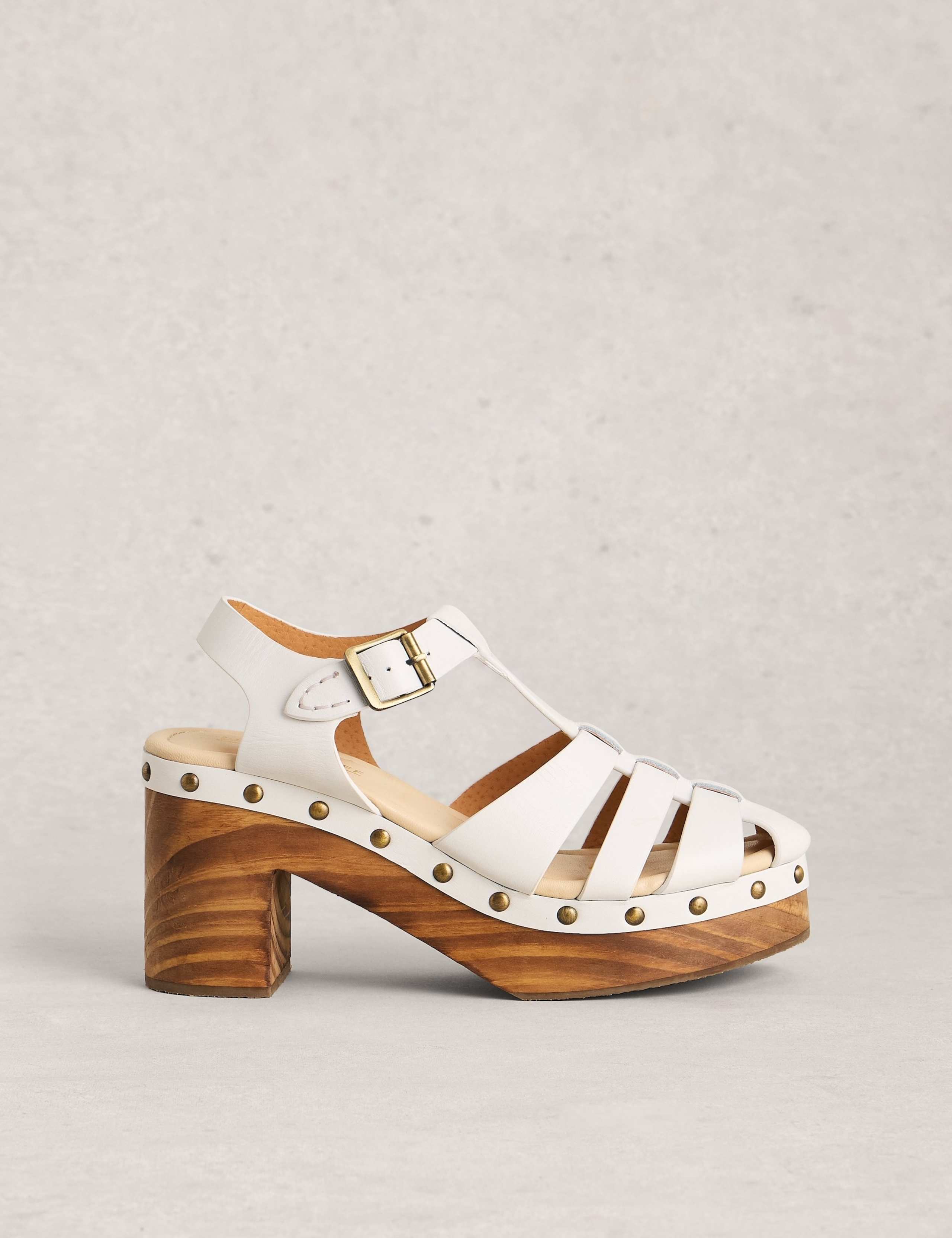 Leather Block Heel Clogs