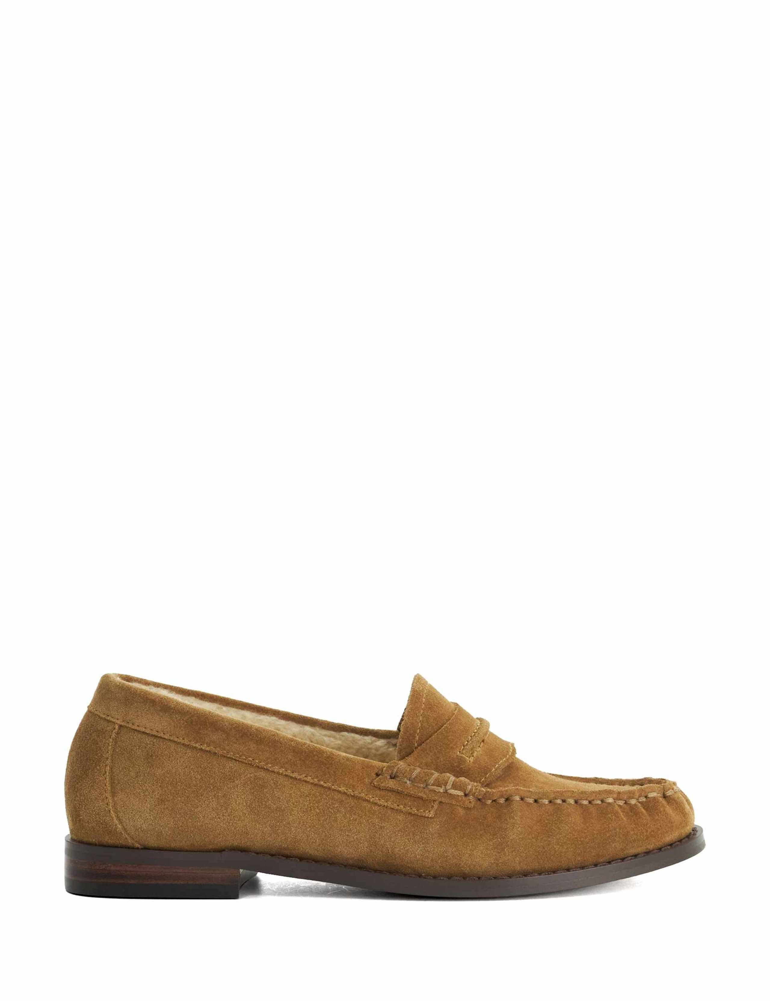 Suede Faux Fur Lined Loafers