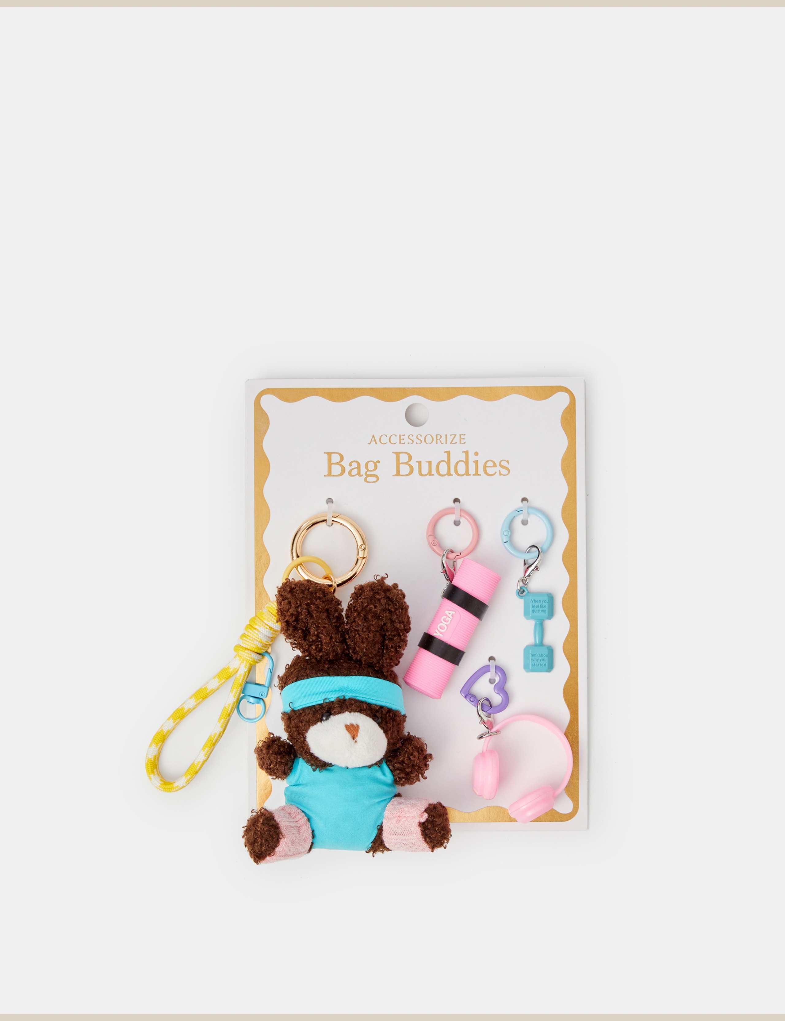 3 Pack Gym Bunny Bag Charm Keyring