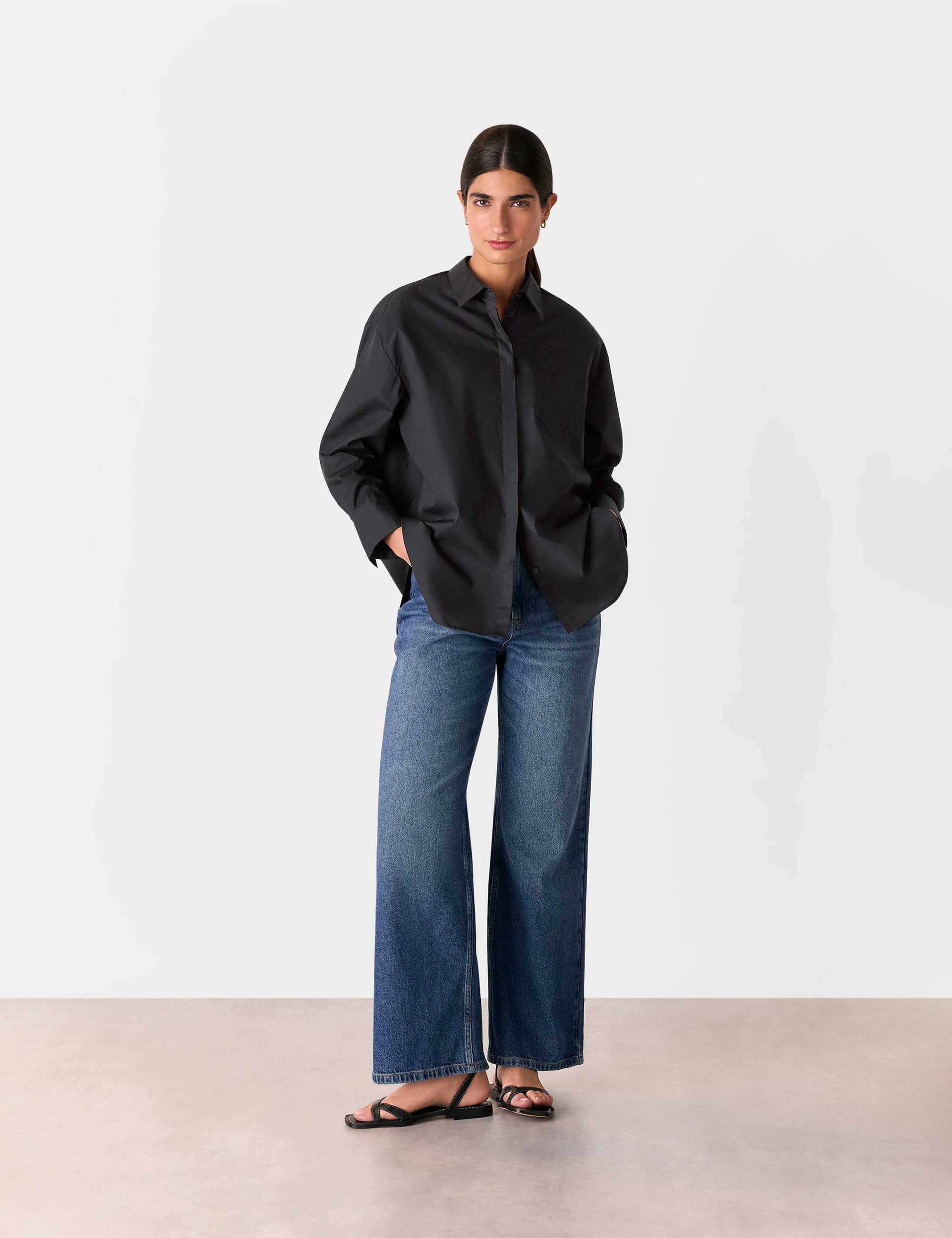 Pure Cotton Collared Oversized Shirt