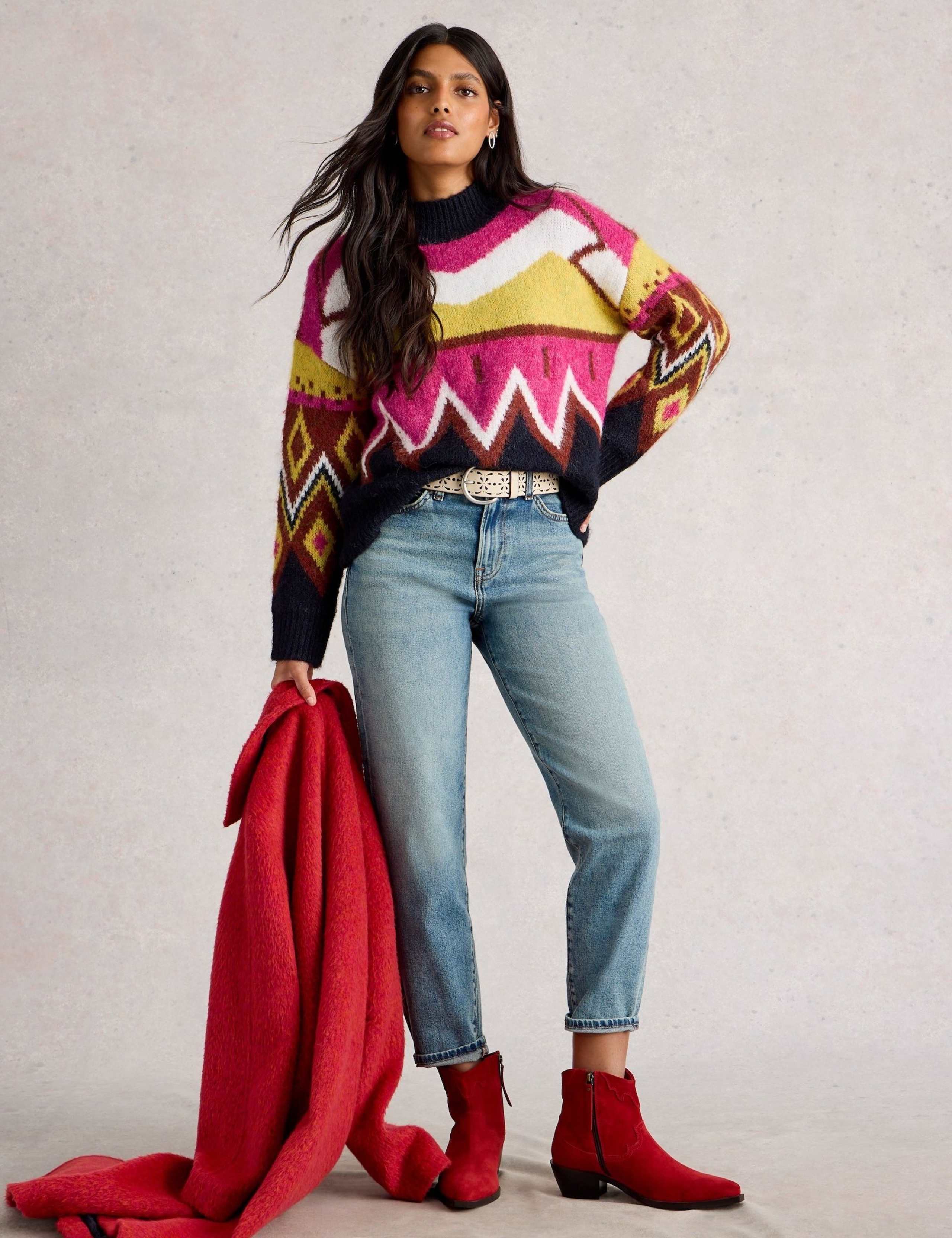 Geometric Colour Block Knitted Jumper