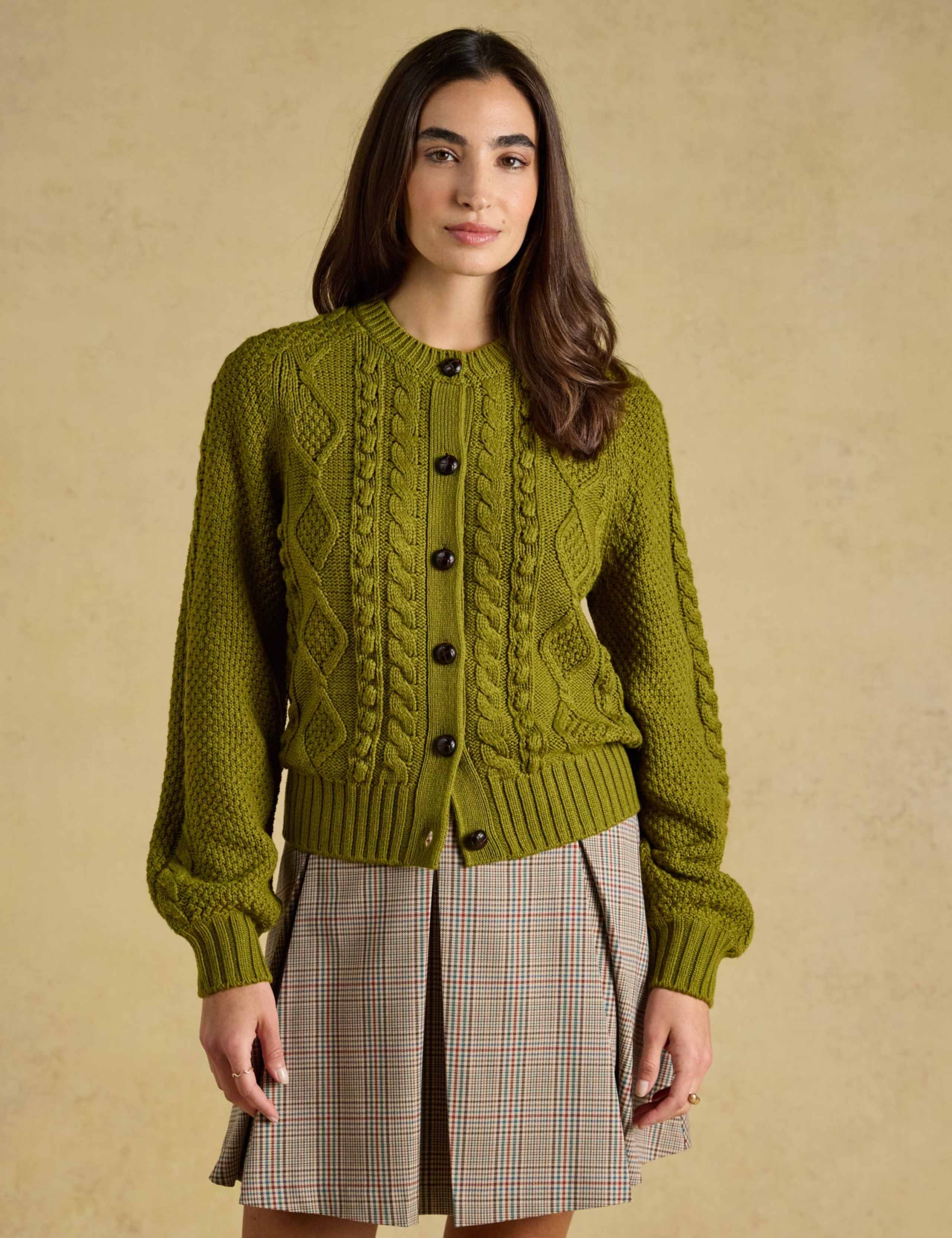 Cable Knit Crew Neck Cardigan