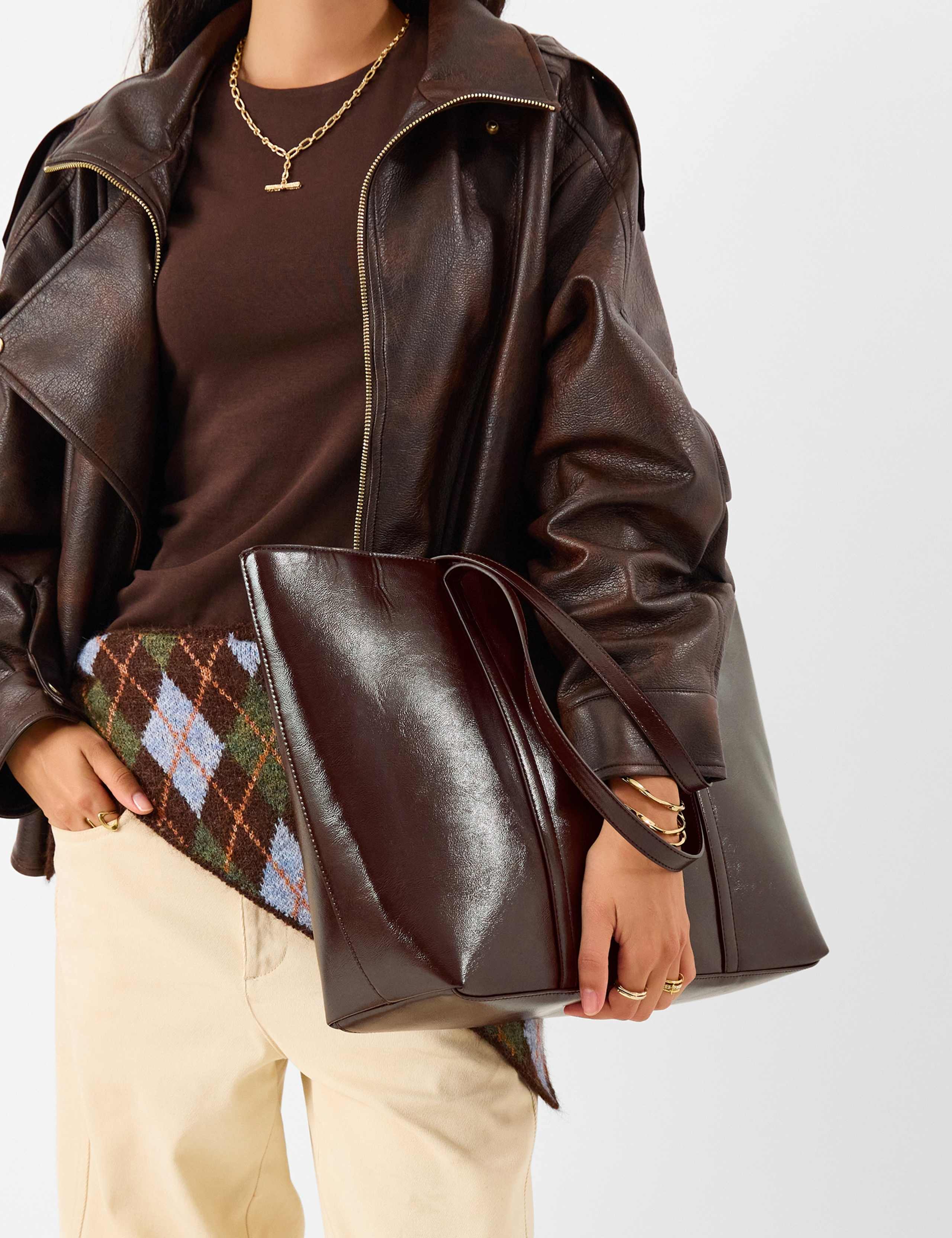 Faux Leather Tote Bag