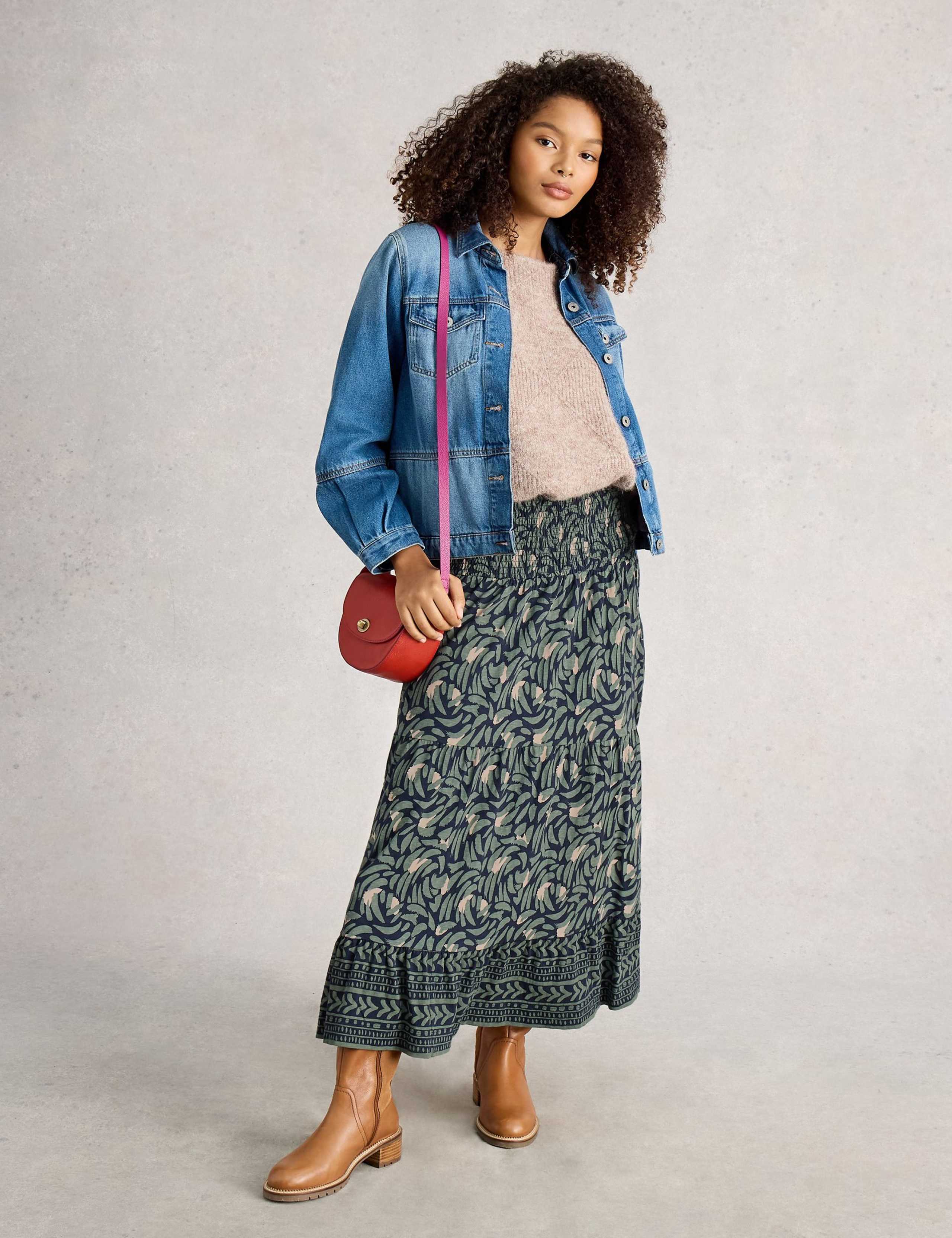 Pure Cotton Jersey Printed Maxi Skirt