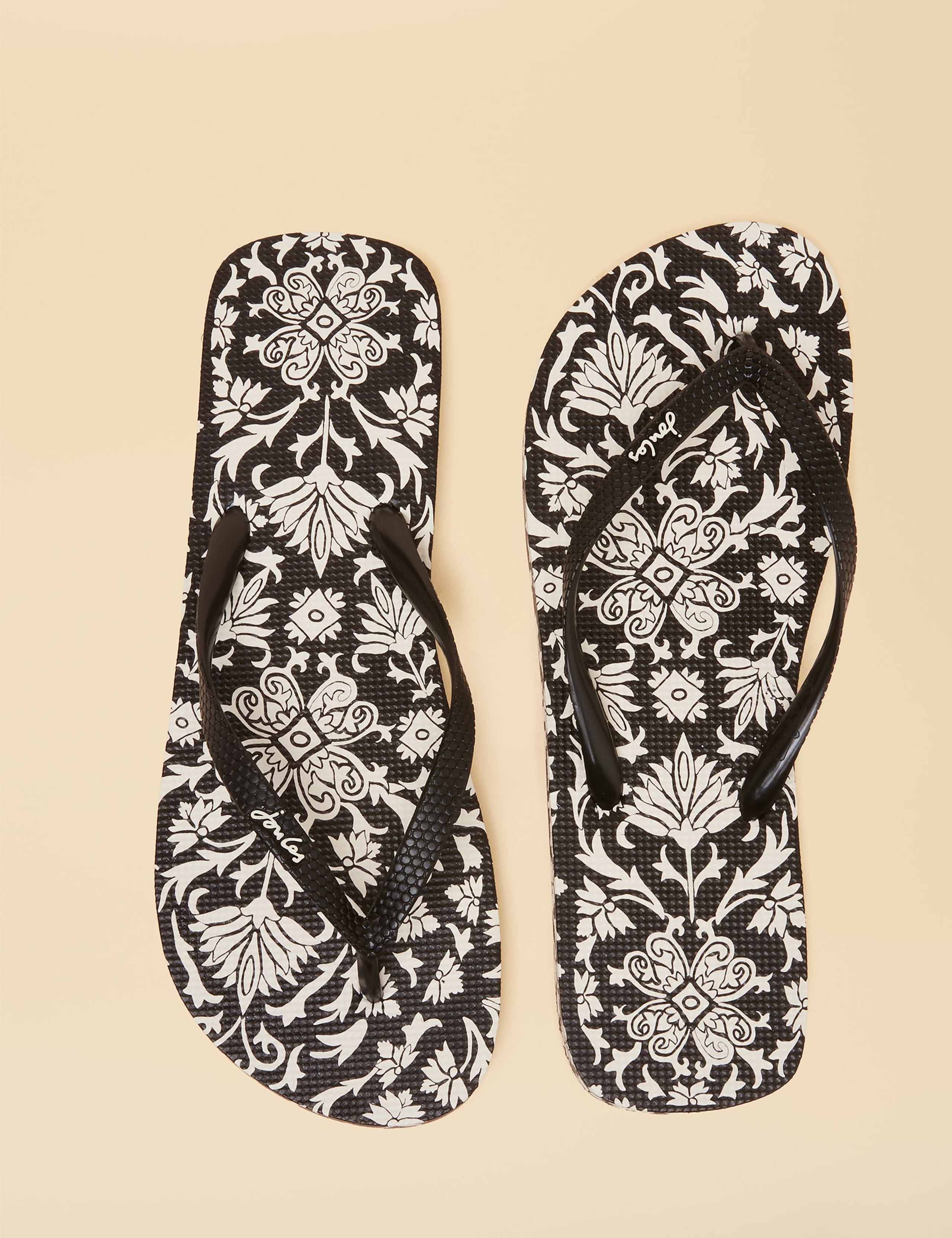 Floral Flat Flip Flops
